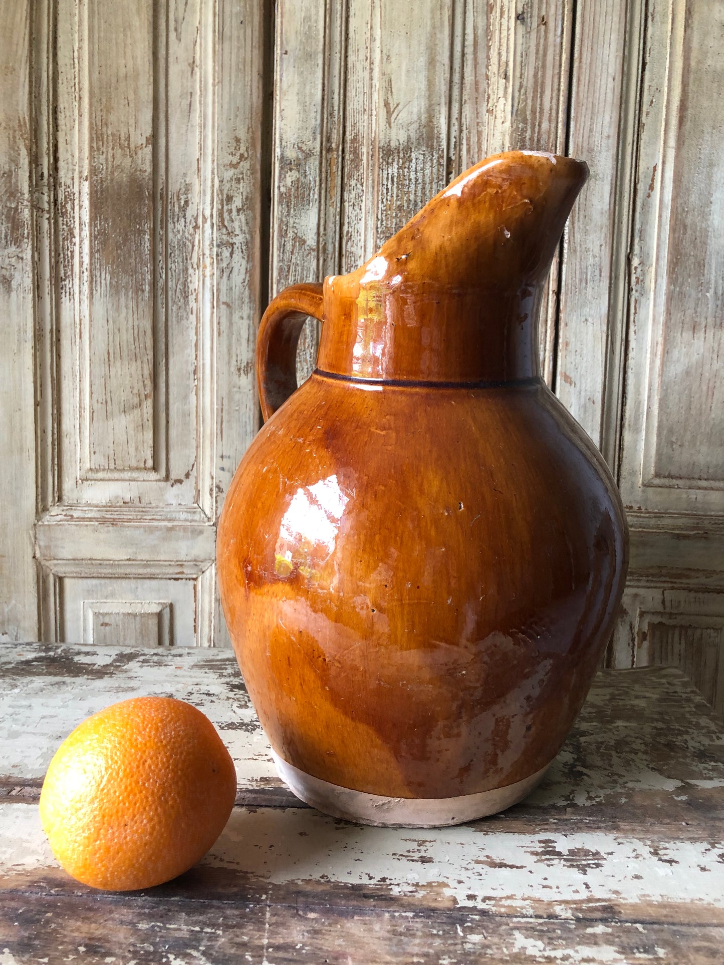 Very Large French Cider Jug with gorgeous rich glaze