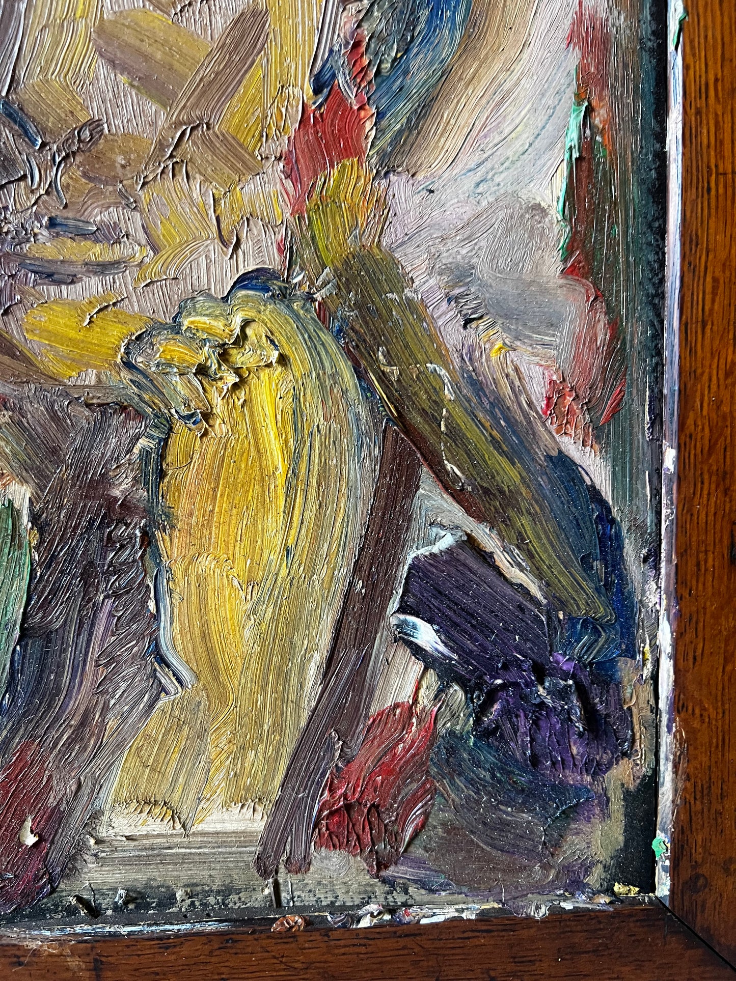 Mid Century Expressionist Female Portrait thick impasto Painting