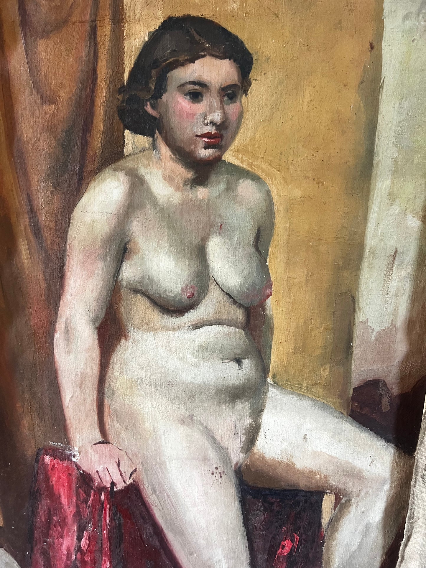 Stunning Large Double Sided Nude Oil on Canvas Painting