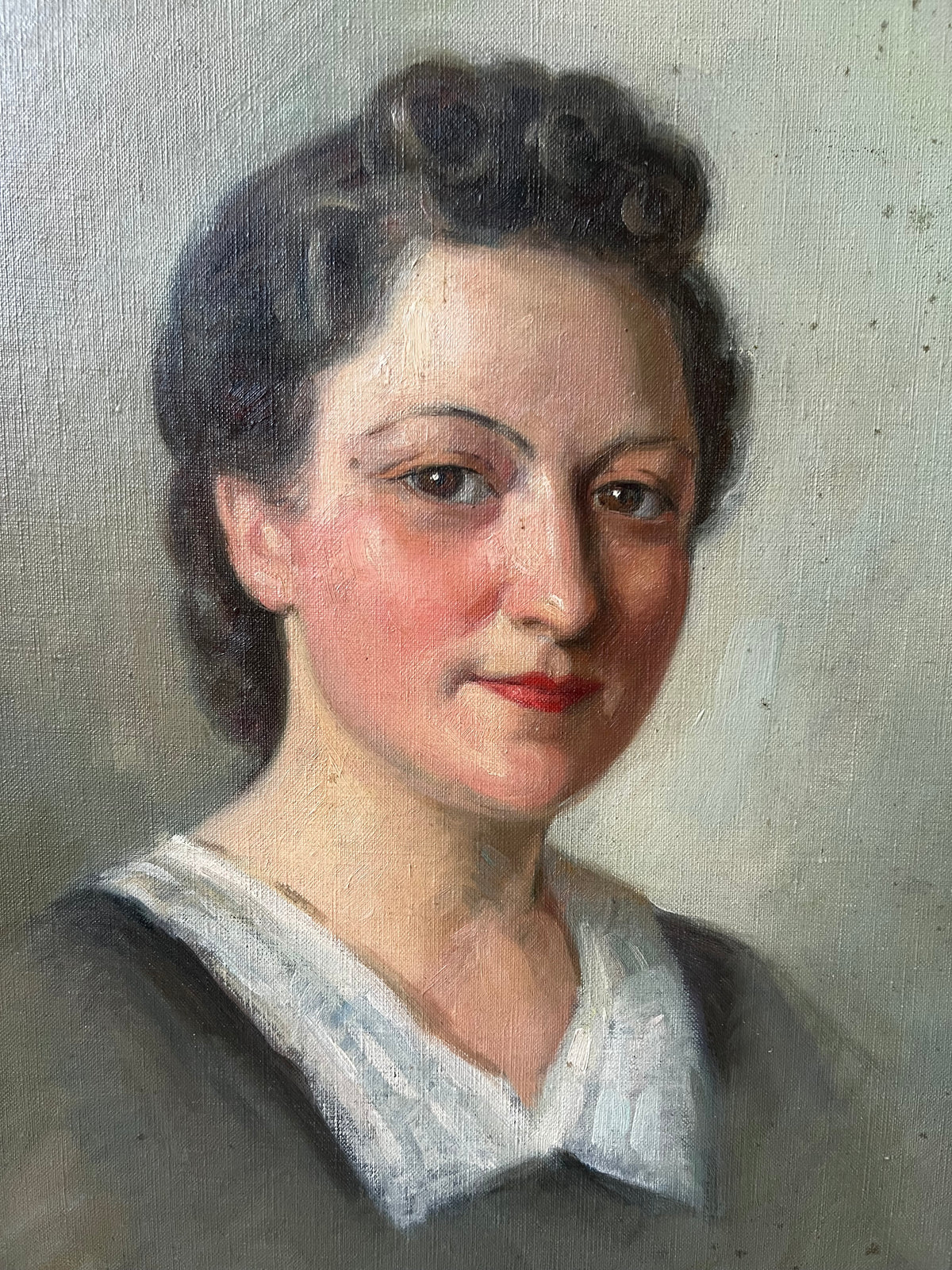 Beautiful French Oil on Canvas Portrait Painting