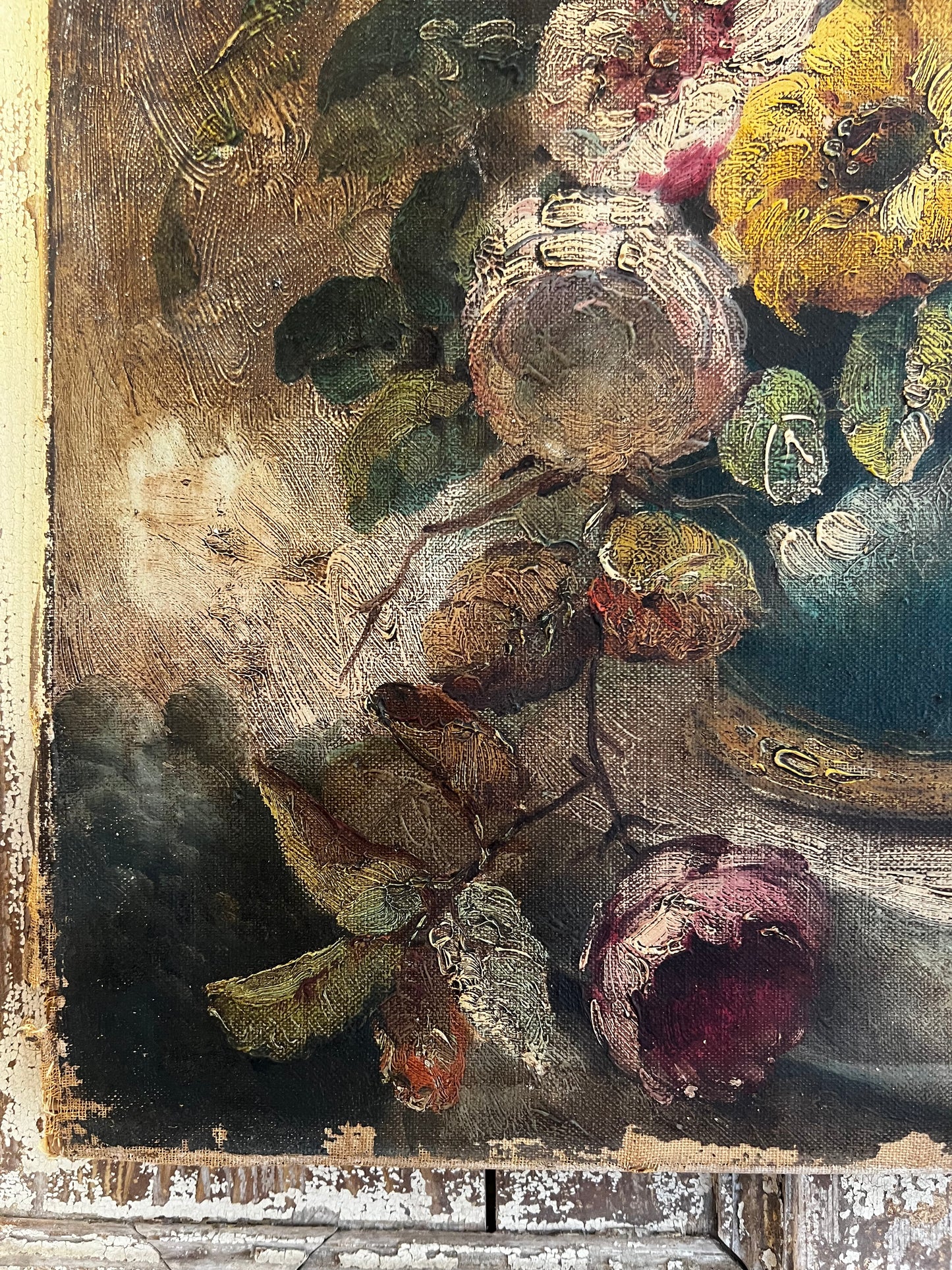 RESERVED Early 18th Century French floral oil painting on canvas