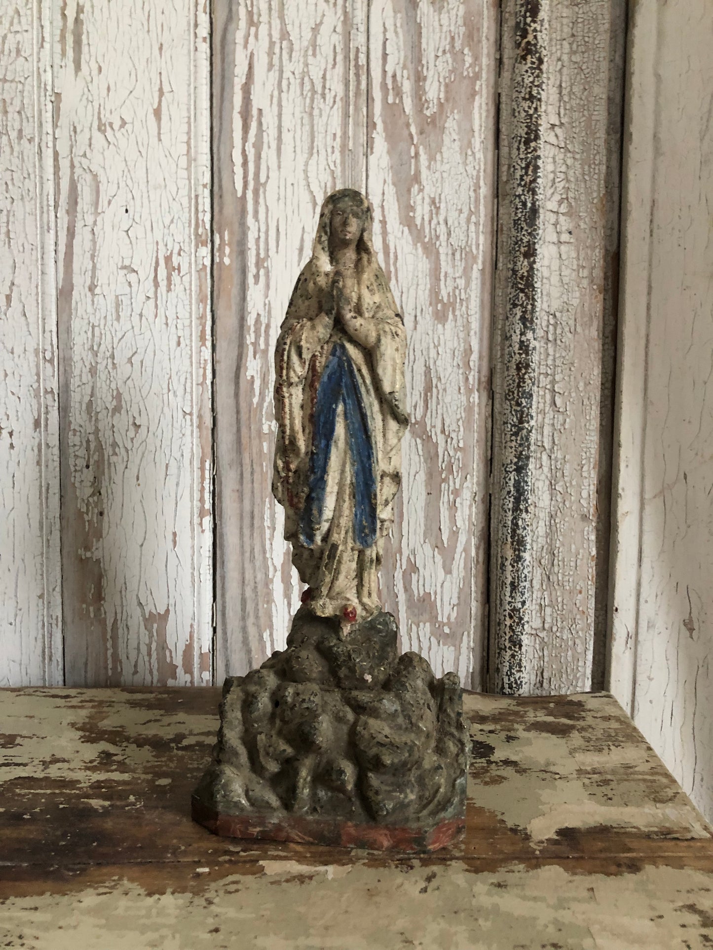 Very unusual rare French metal Madonna figure