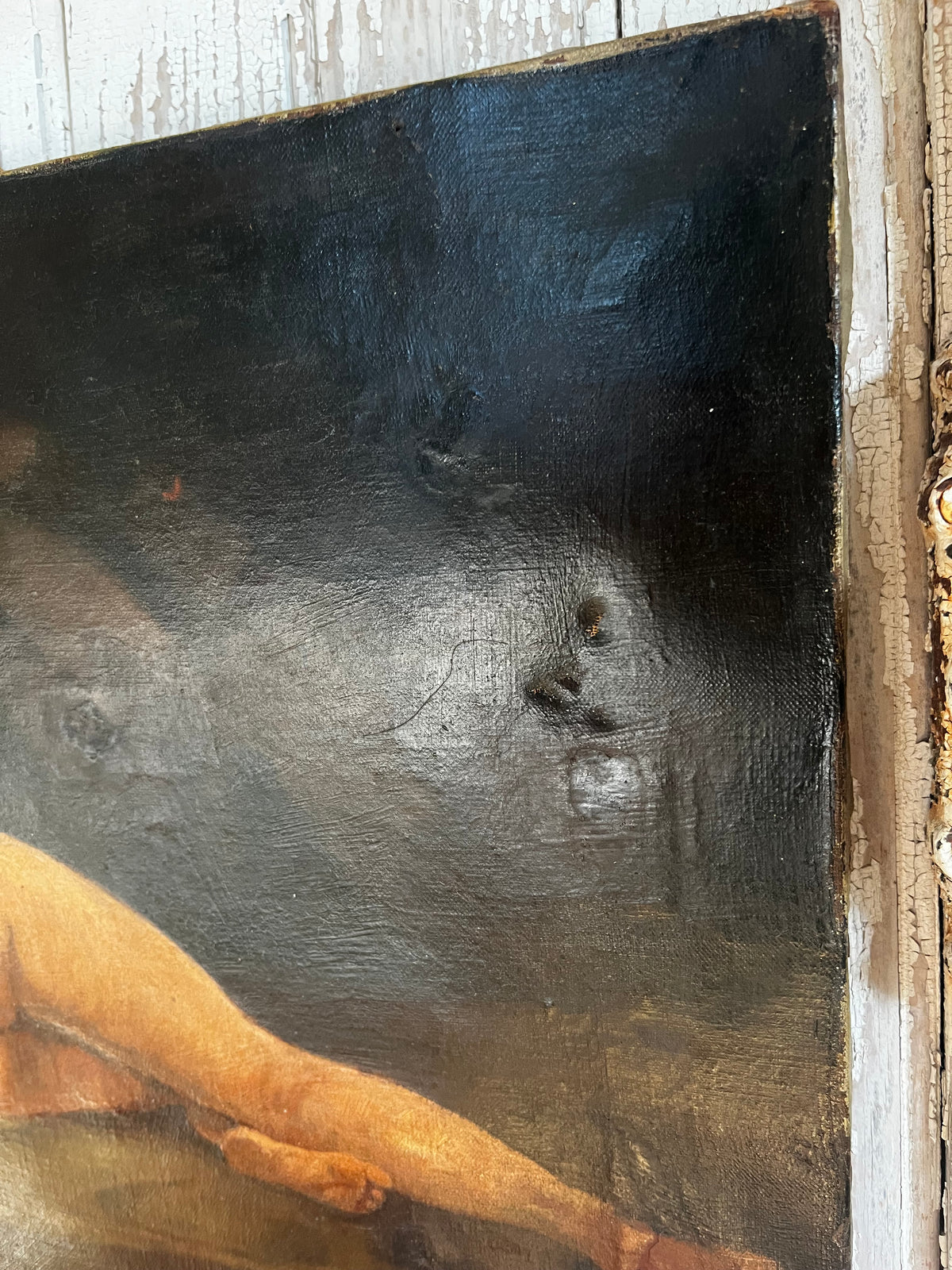 French 19th Century Oil on Canvas Painting Nude & Cherubs