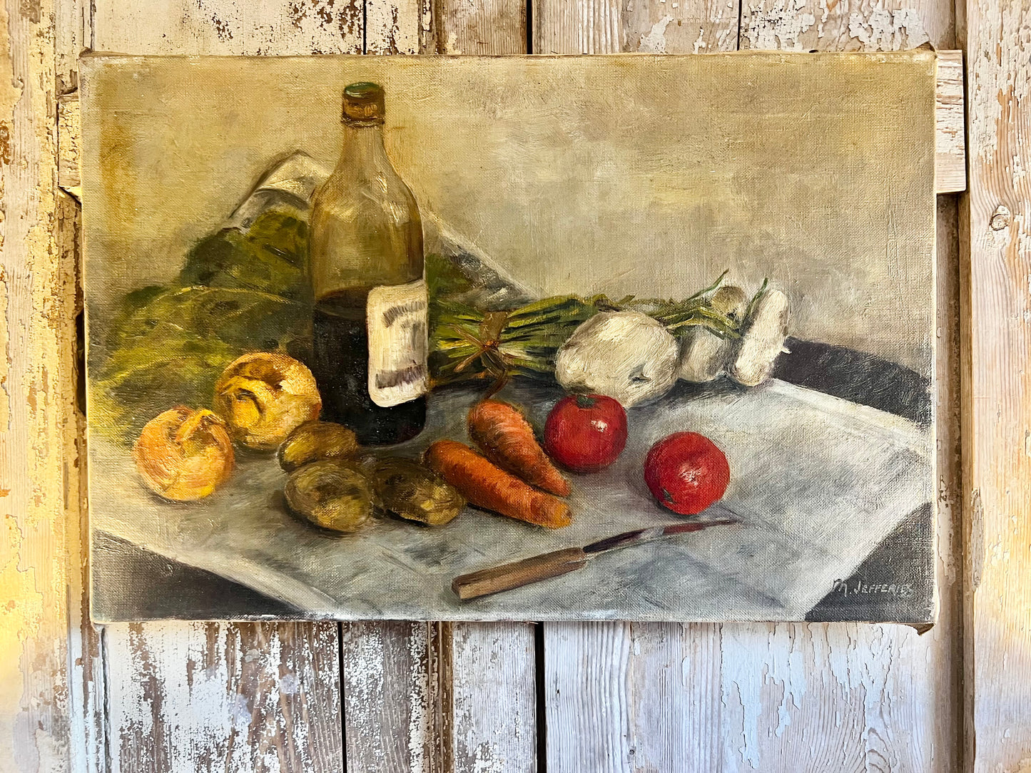Gorgeous Vintage Kitchen Still Life Oil Painting on Canvas