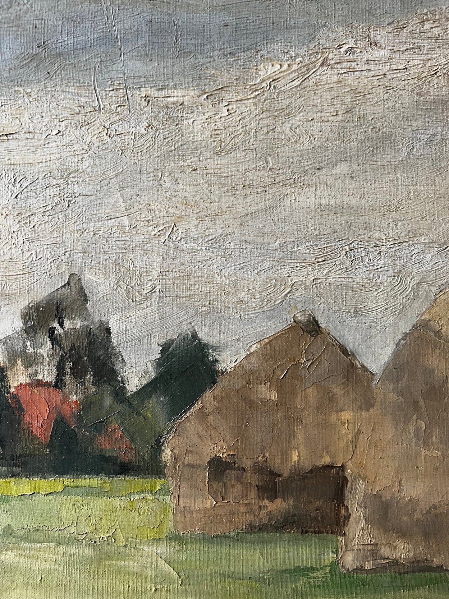Belgian Oil on Canvas Painting of Haystacks by Jan De Maeyer