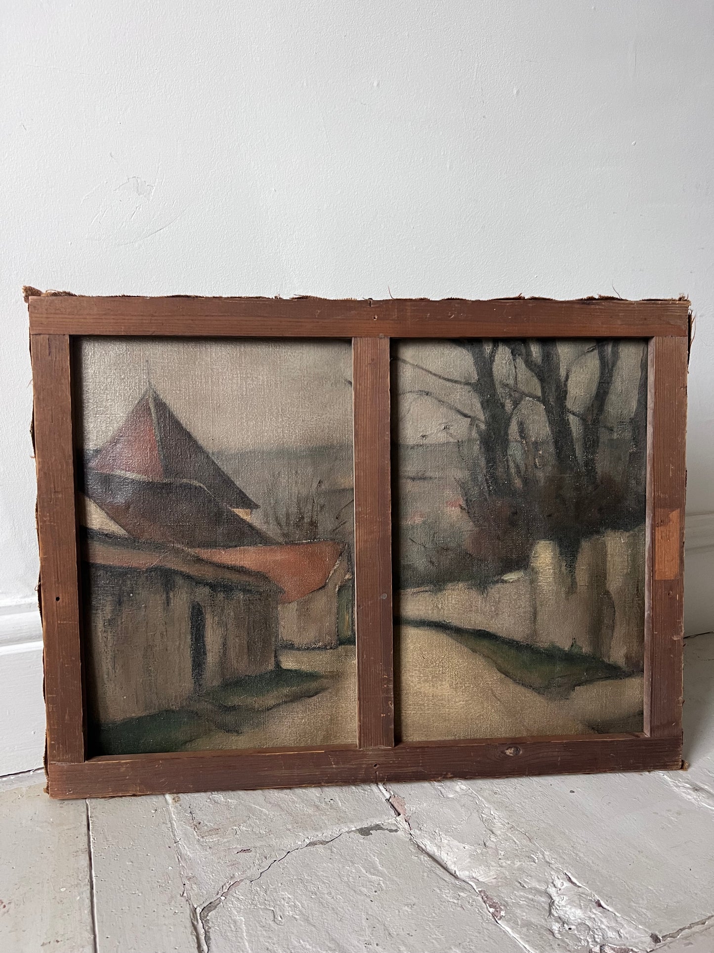 French Double Sided Oil Painting on Canvas