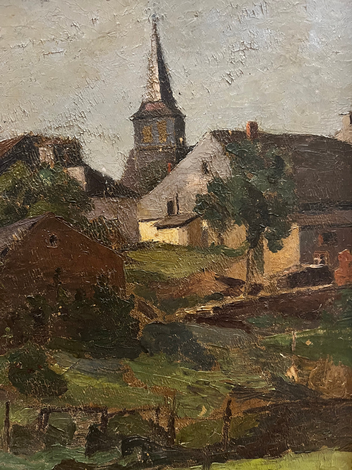 RESERVED FOR H Framed Vintage French Landscape Oil Painting