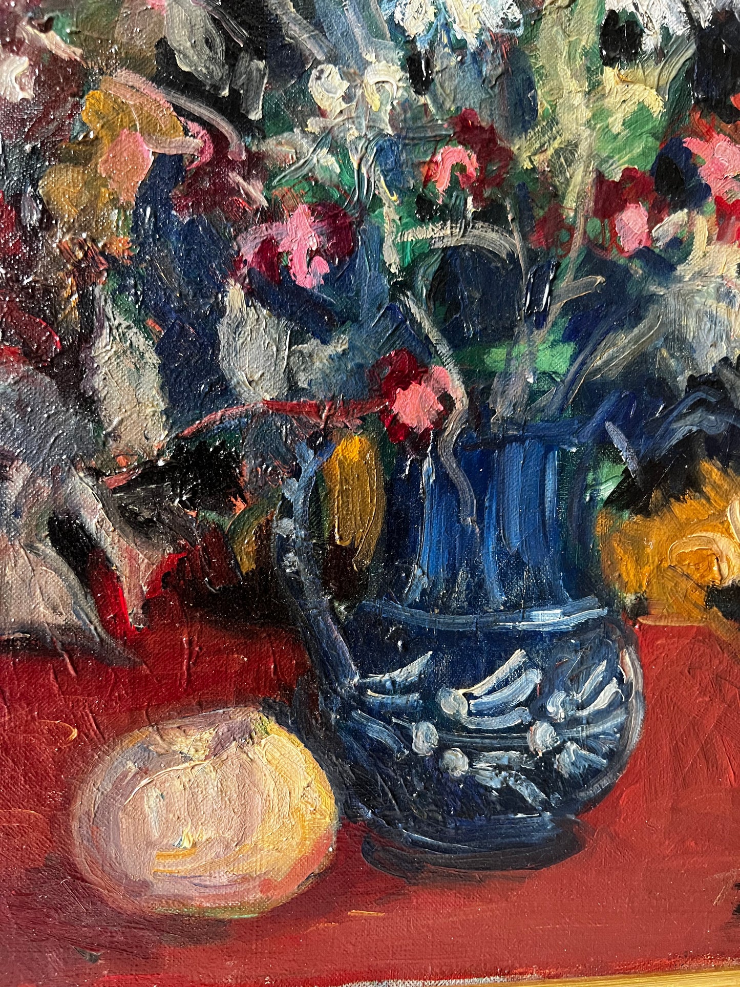 Fabulous French 1930’s Floral Oil Painting on Canvas