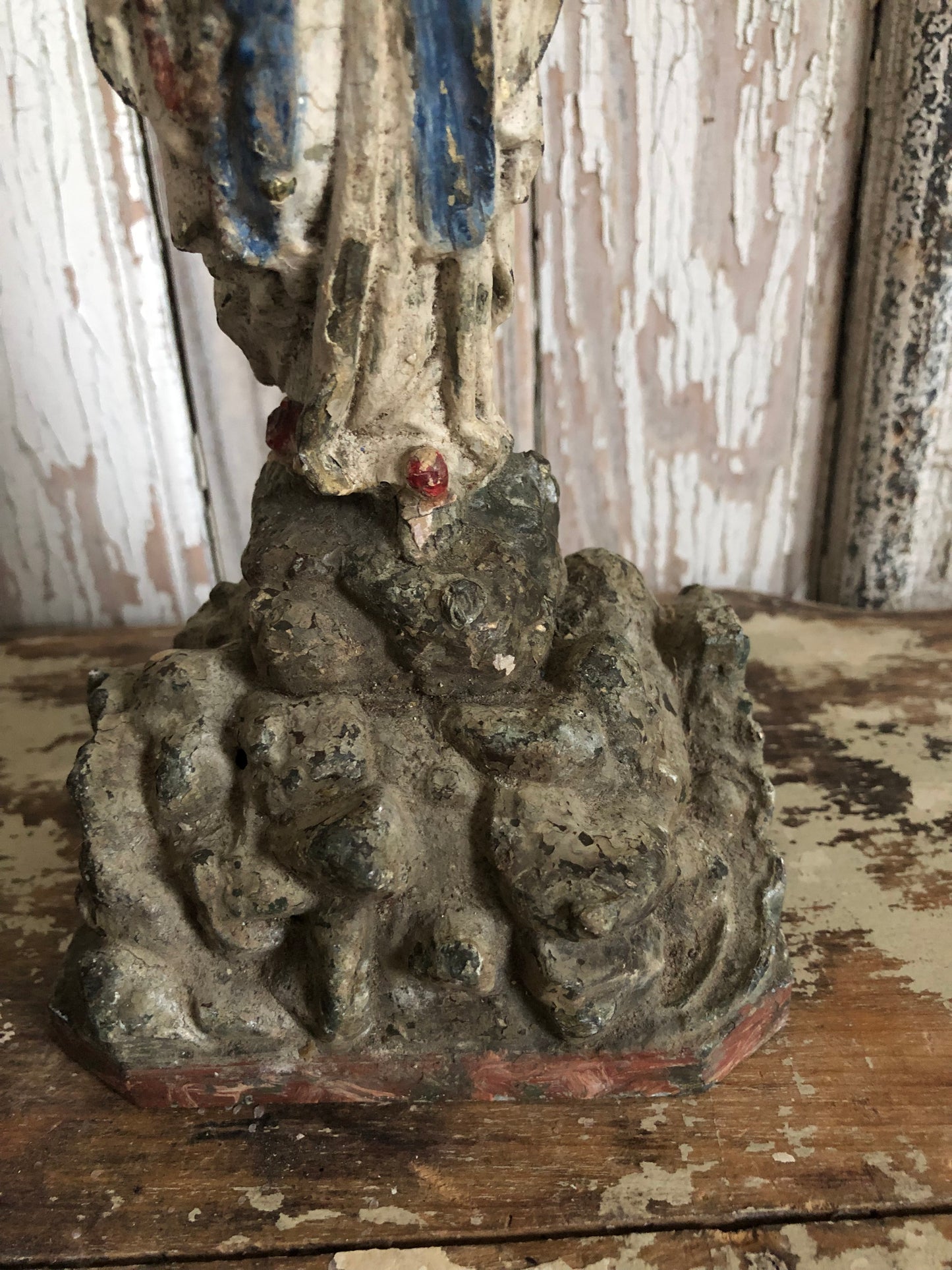 Very unusual rare French metal Madonna figure