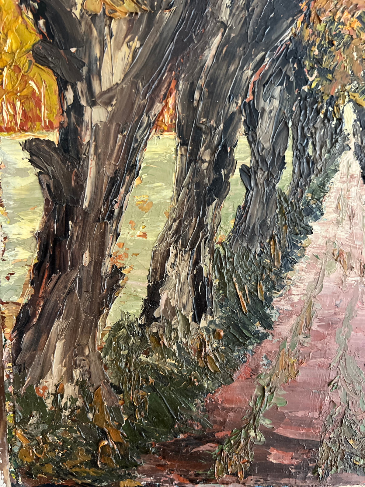 ‘Autumn Trees’ Belgian Oil on Canvas Impasto Painting