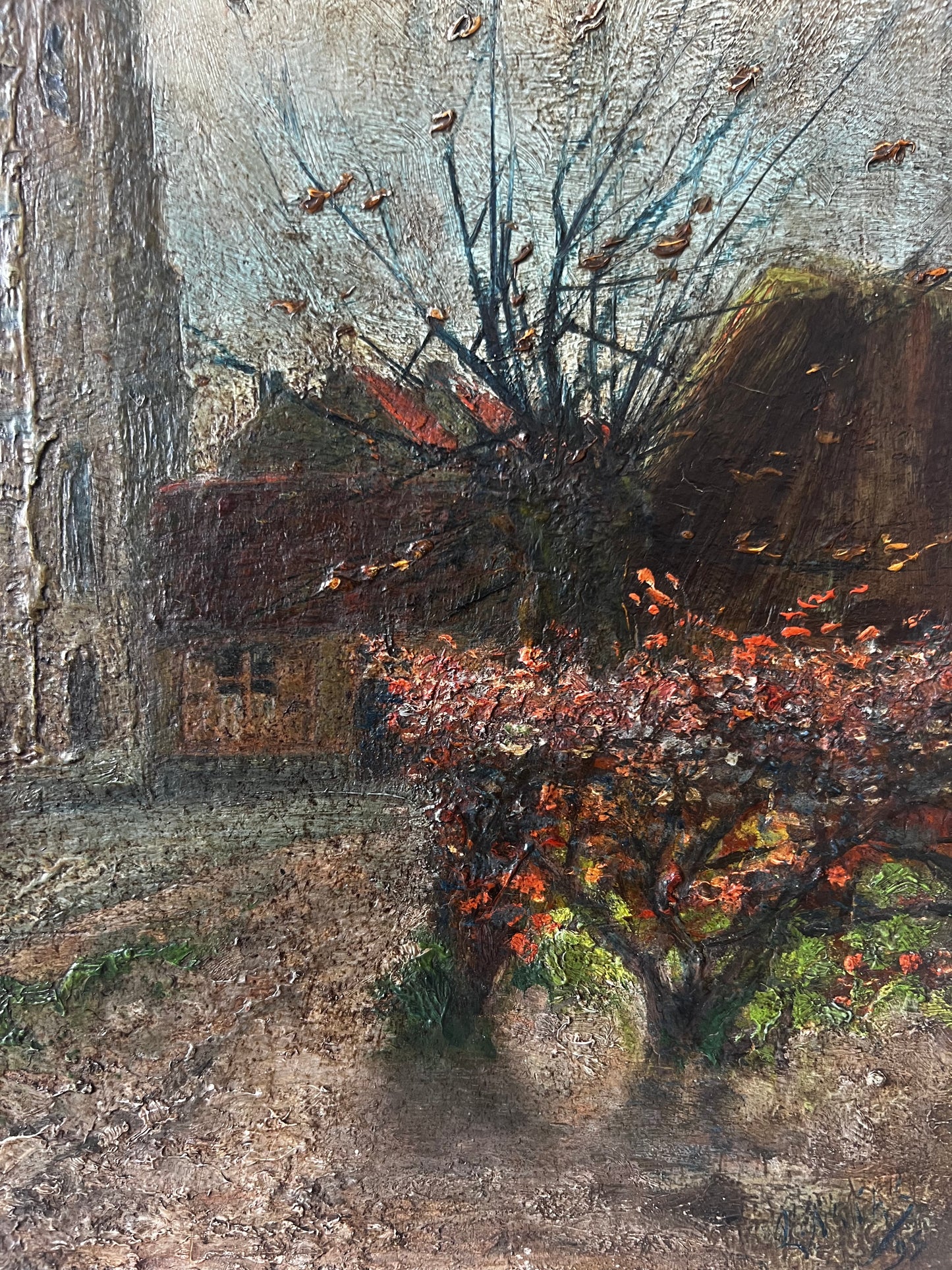 RESERVED Antique French Dark Oil Painting 1893