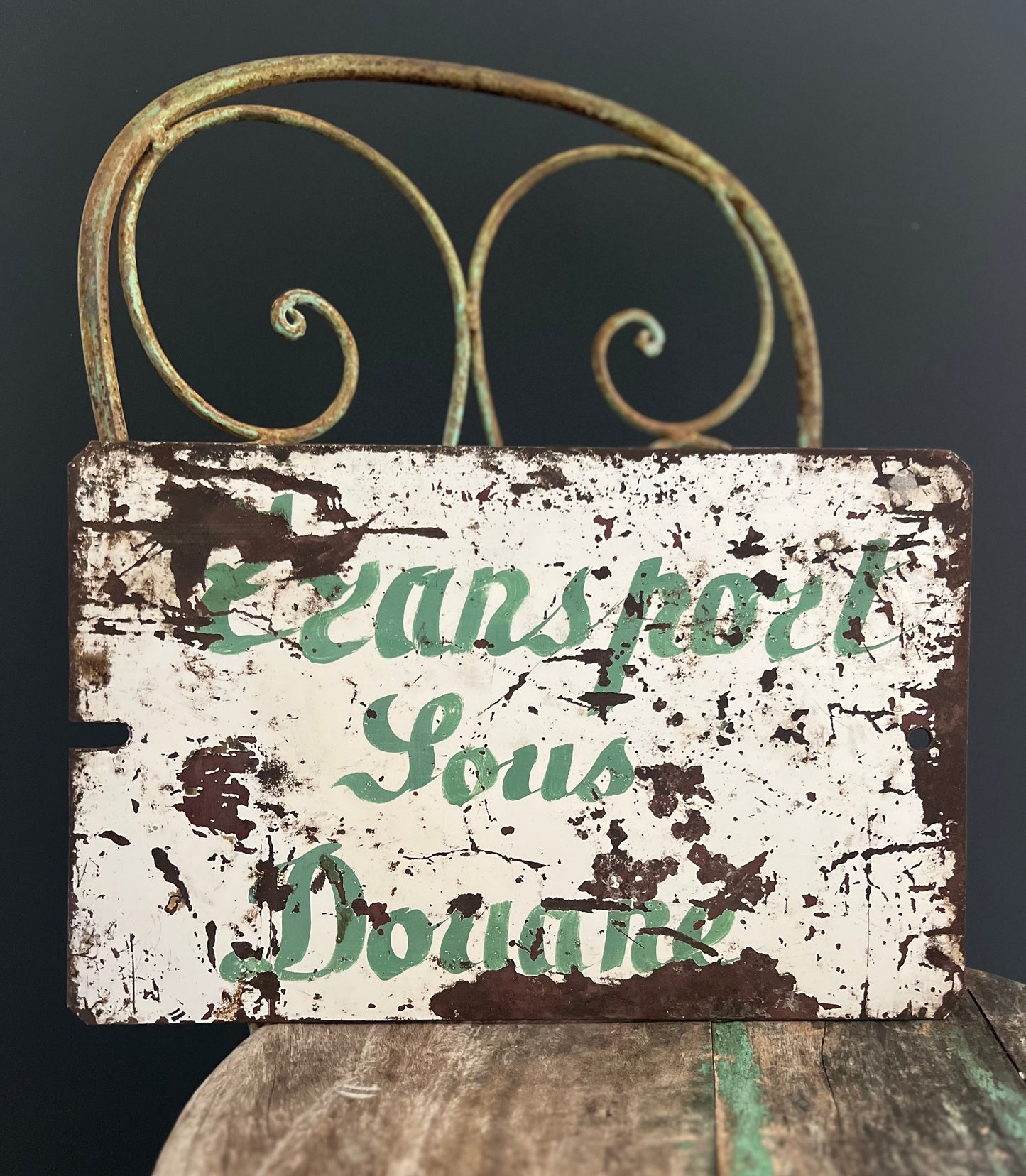 French Metal Train ‘Transport Customs’ Sign