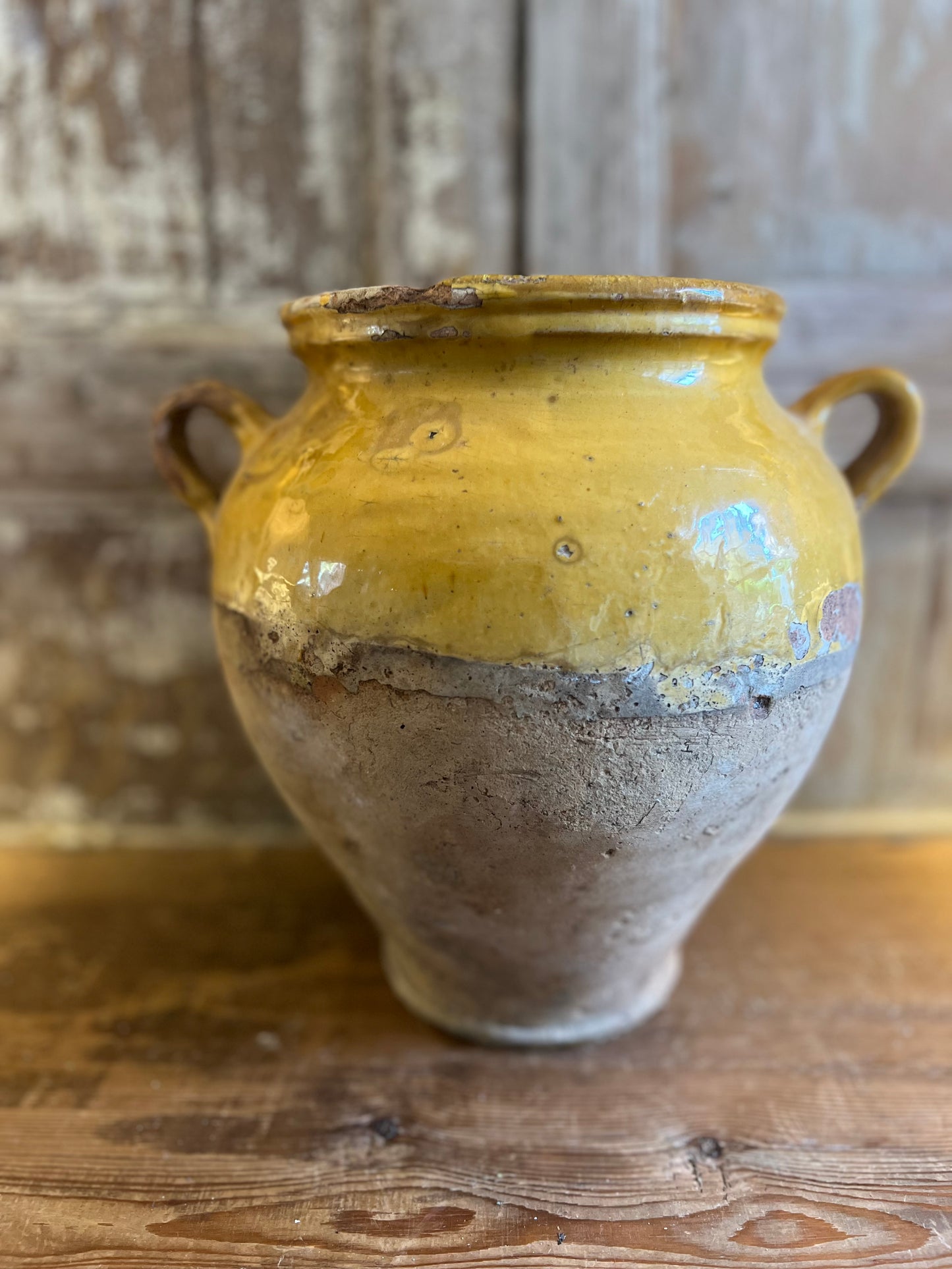 French Antique Yellow Confit Pot