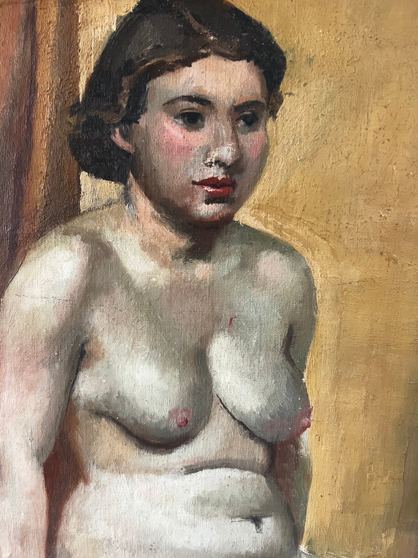 Stunning Large Double Sided Nude Oil on Canvas Painting