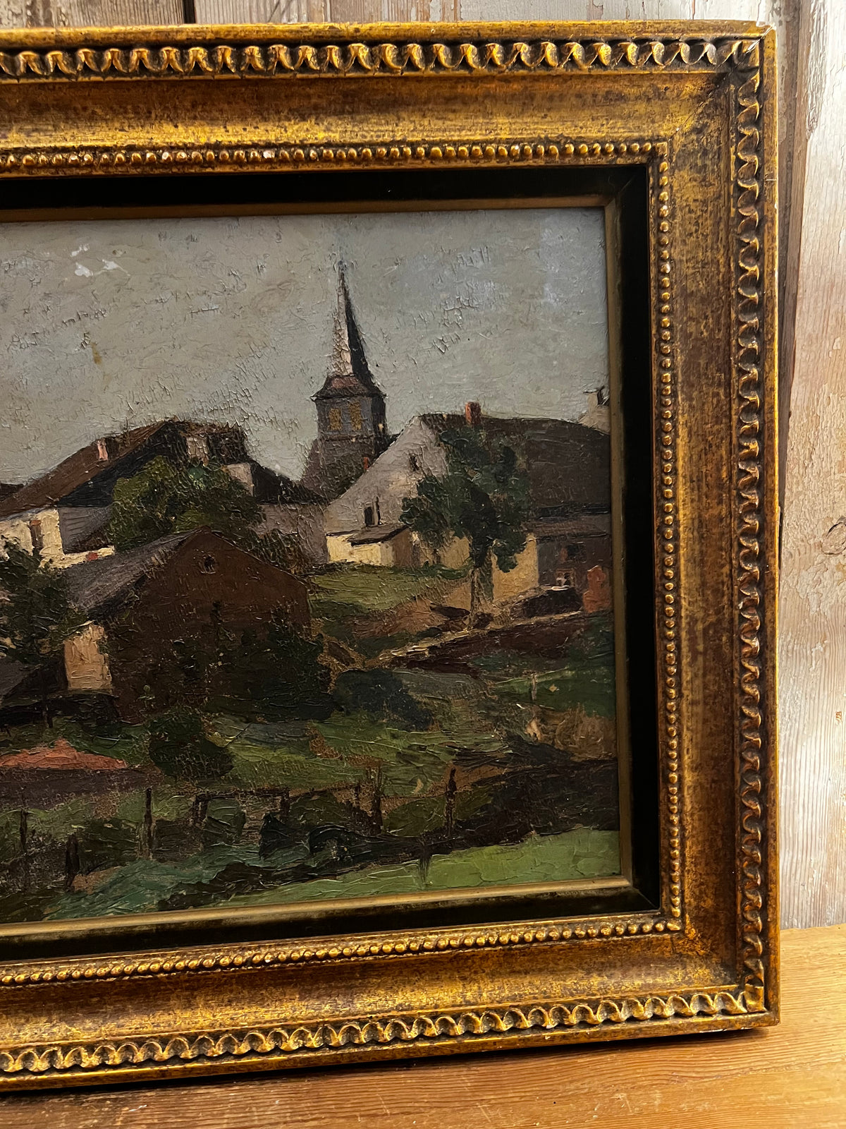RESERVED FOR H Framed Vintage French Landscape Oil Painting