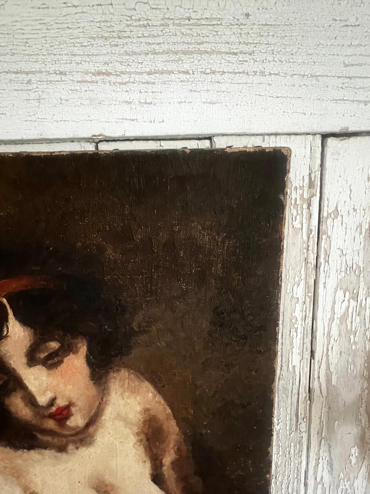 French Female Portrait Oil on Canvas Painting