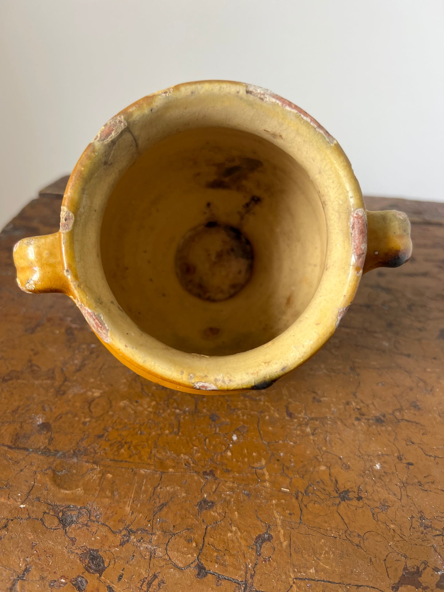 Tiny Rare Size French Antique Confit Pot