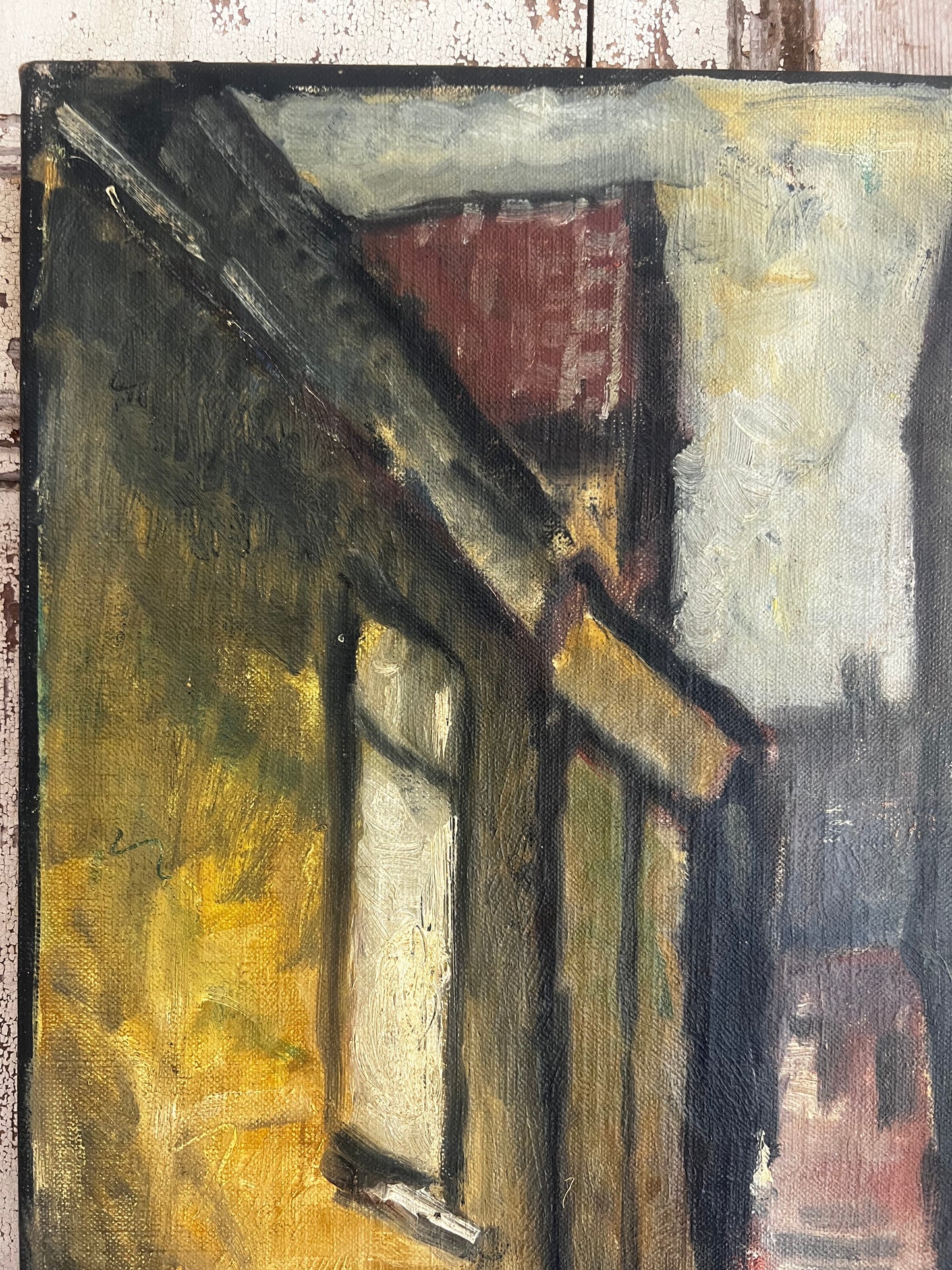 Large French Oil on Canvas Painting ‘Paris Alley’