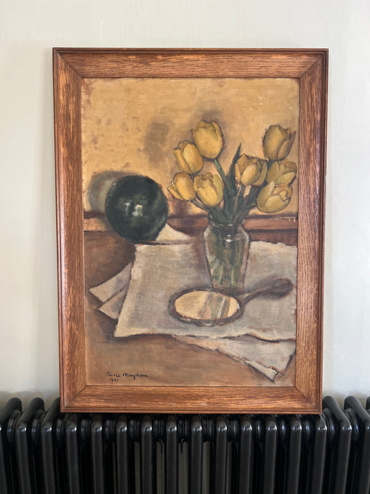 Beautiful Large Still Life Tulips Oil Painting by Clarice Mangham 1935