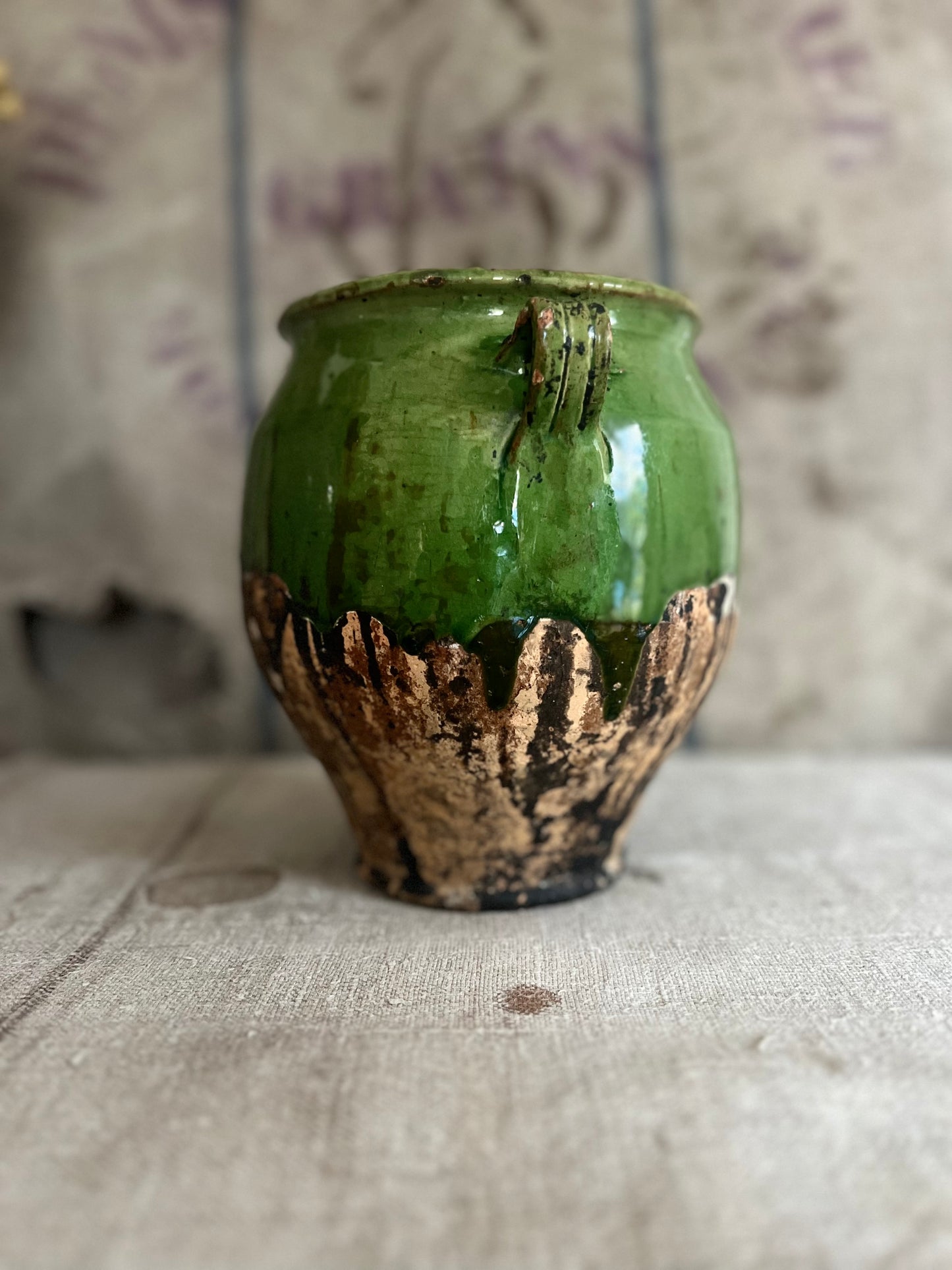 Antique Green French Confit Pot