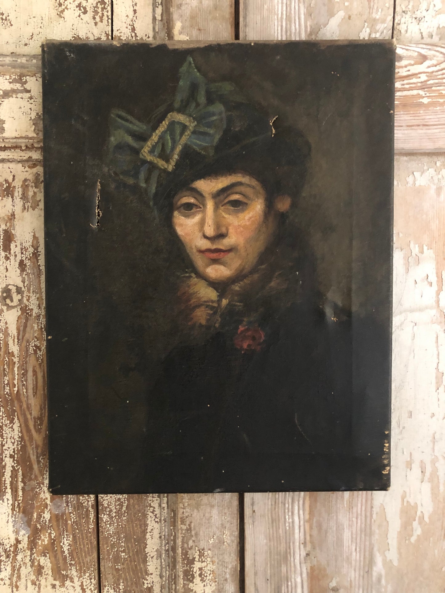 British 1920’s Oil on Canvas Painting. Portrait of a Woman