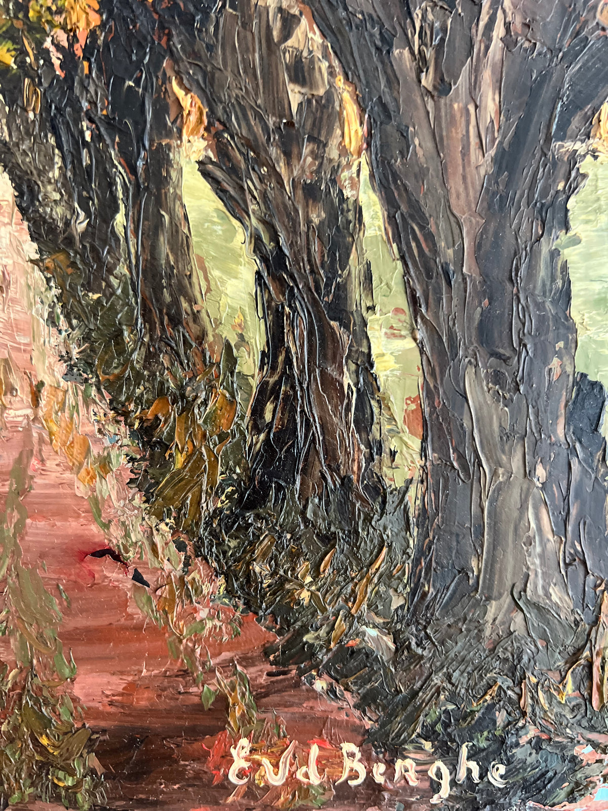‘Autumn Trees’ Belgian Oil on Canvas Impasto Painting