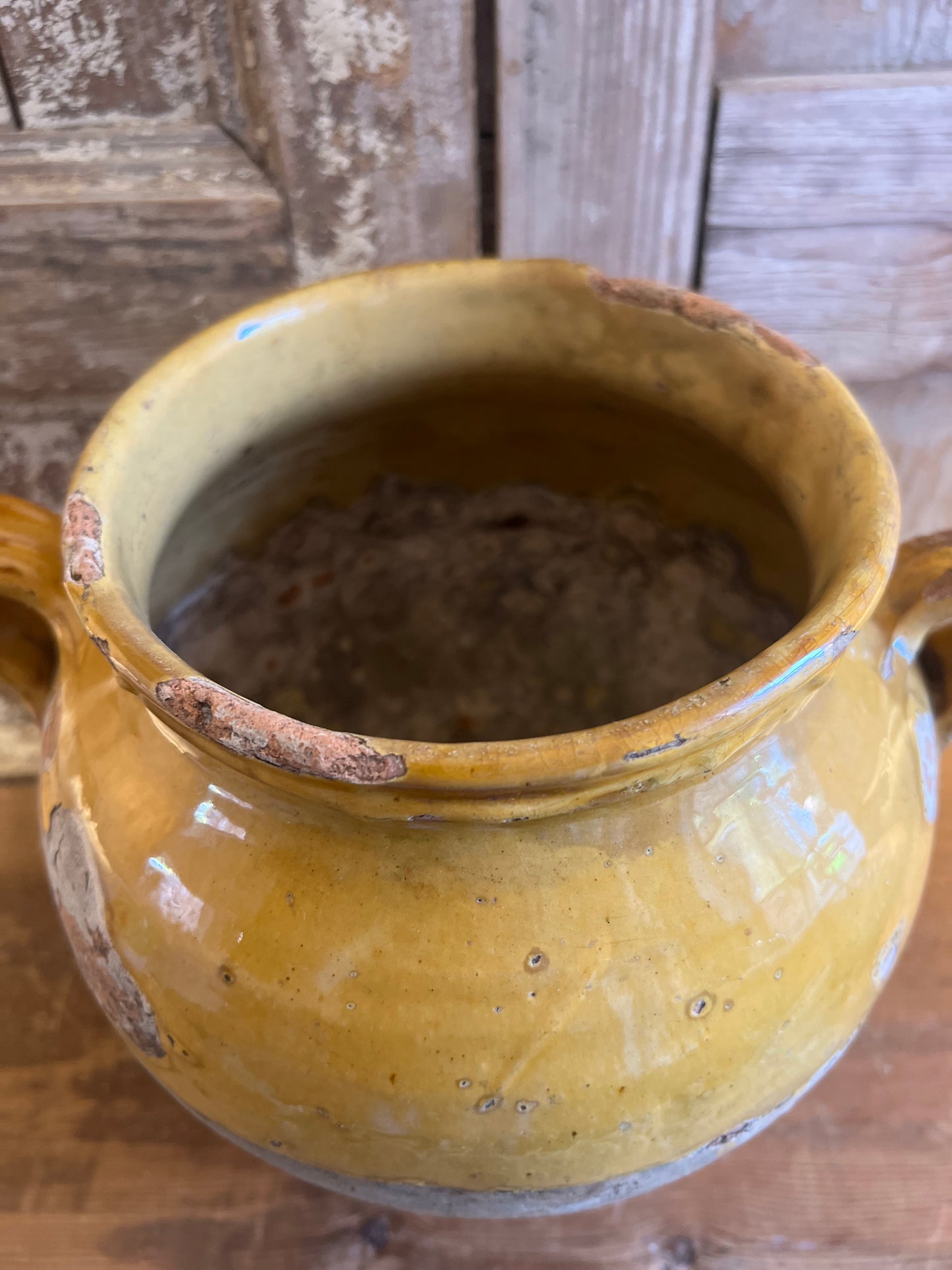 French Antique Yellow Confit Pot