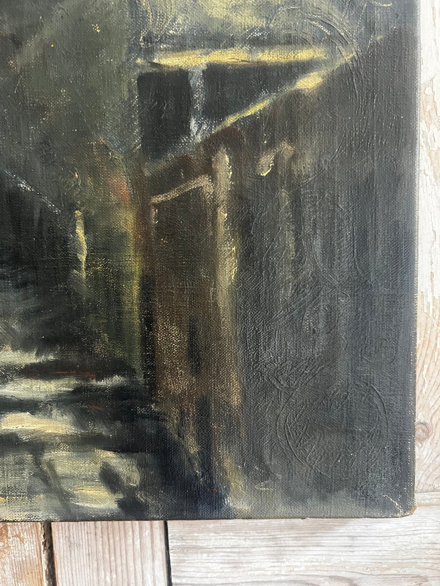 Large French Oil on Canvas Painting ‘Paris Alley’