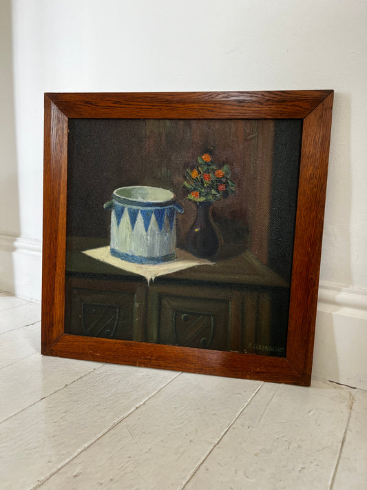 Large French Unusual Still Life Framed Painting