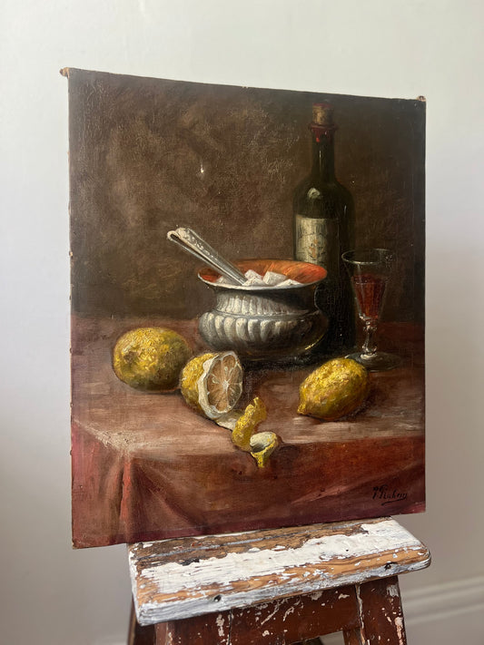Gorgeous French oil on canvas still life painting