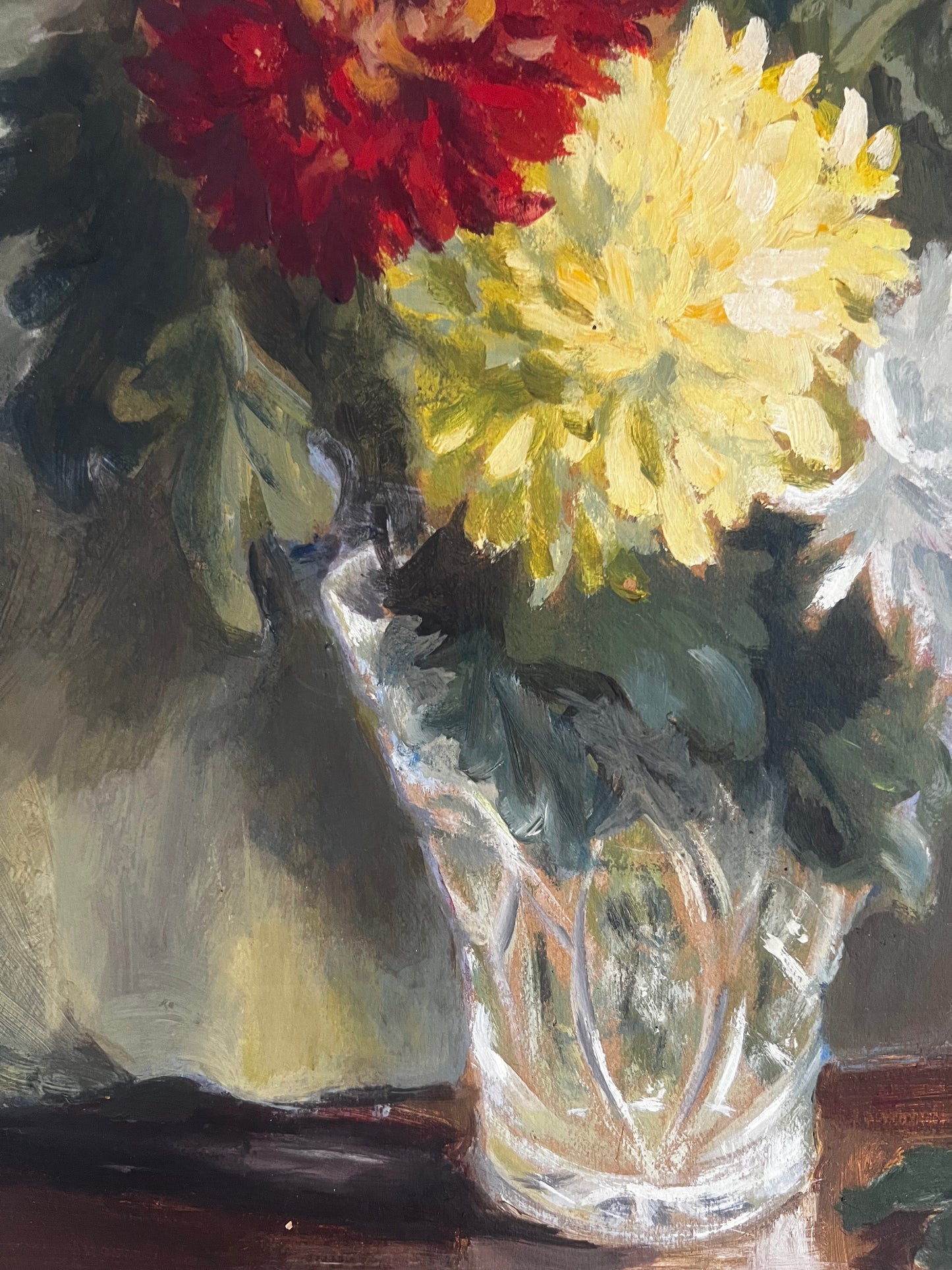 Large Framed Floral oil Painting on Board