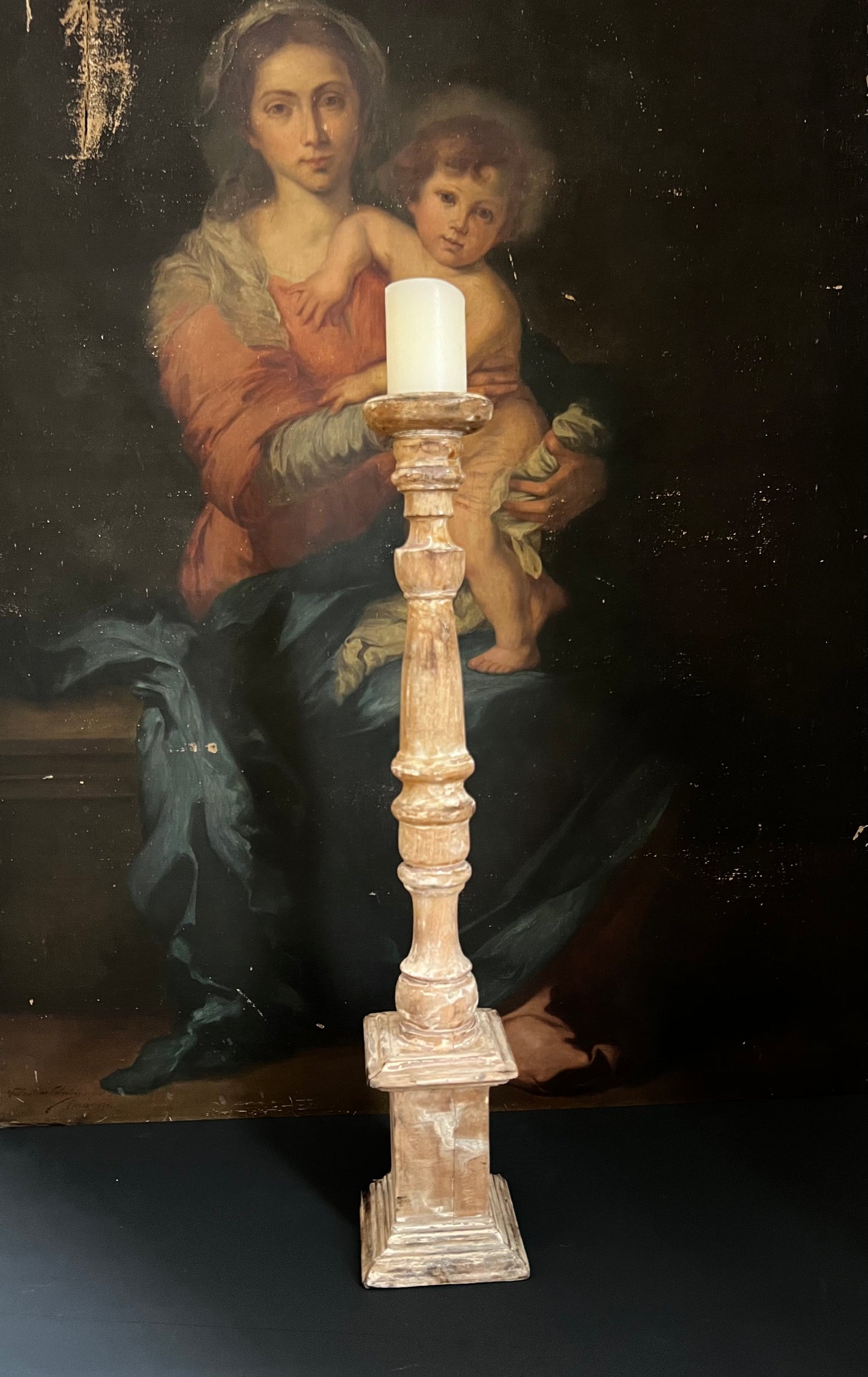 A Very Large Wooden Candlestick