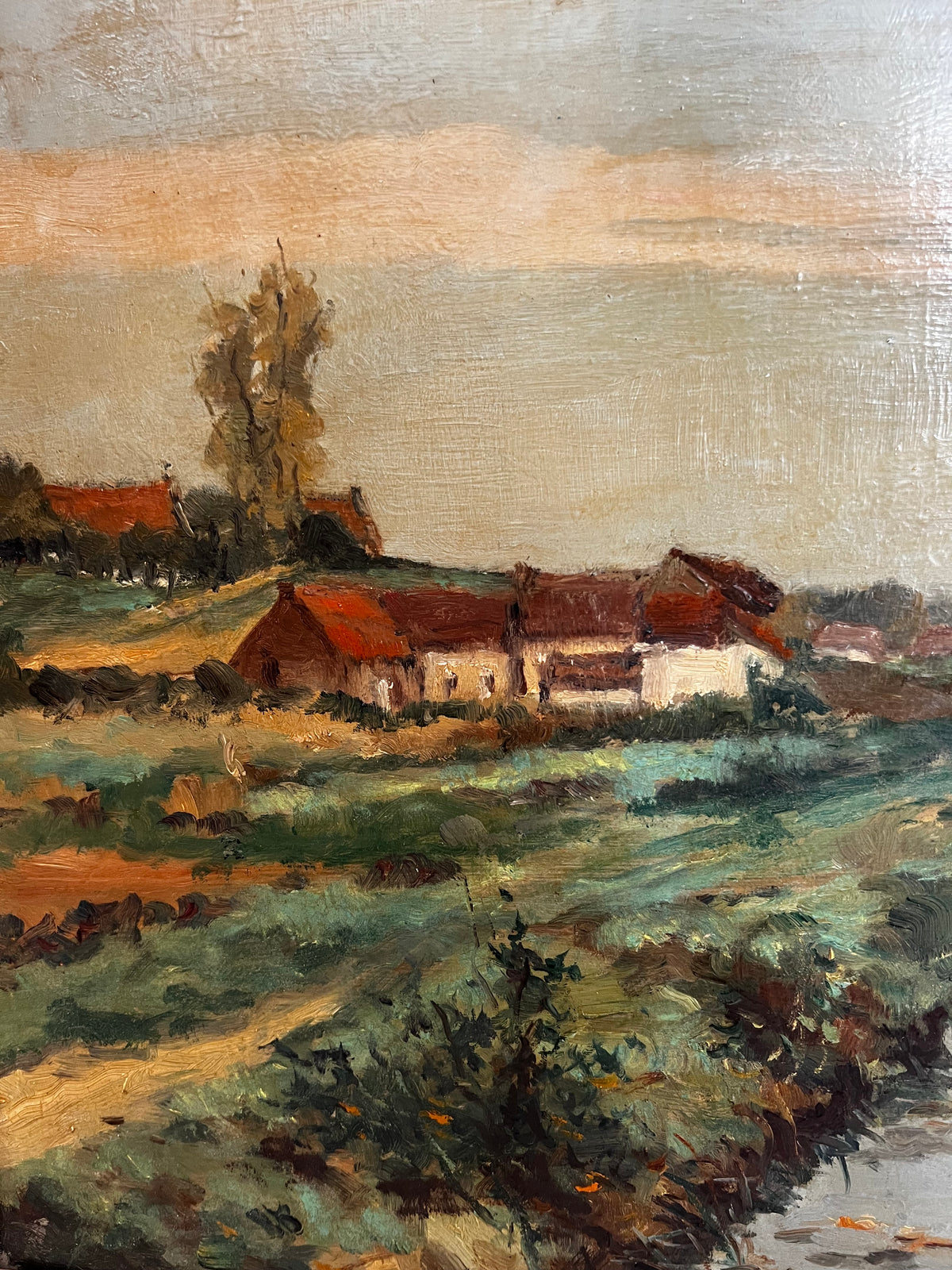 Large Belgian Landscape Oil Painting in beautiful frame