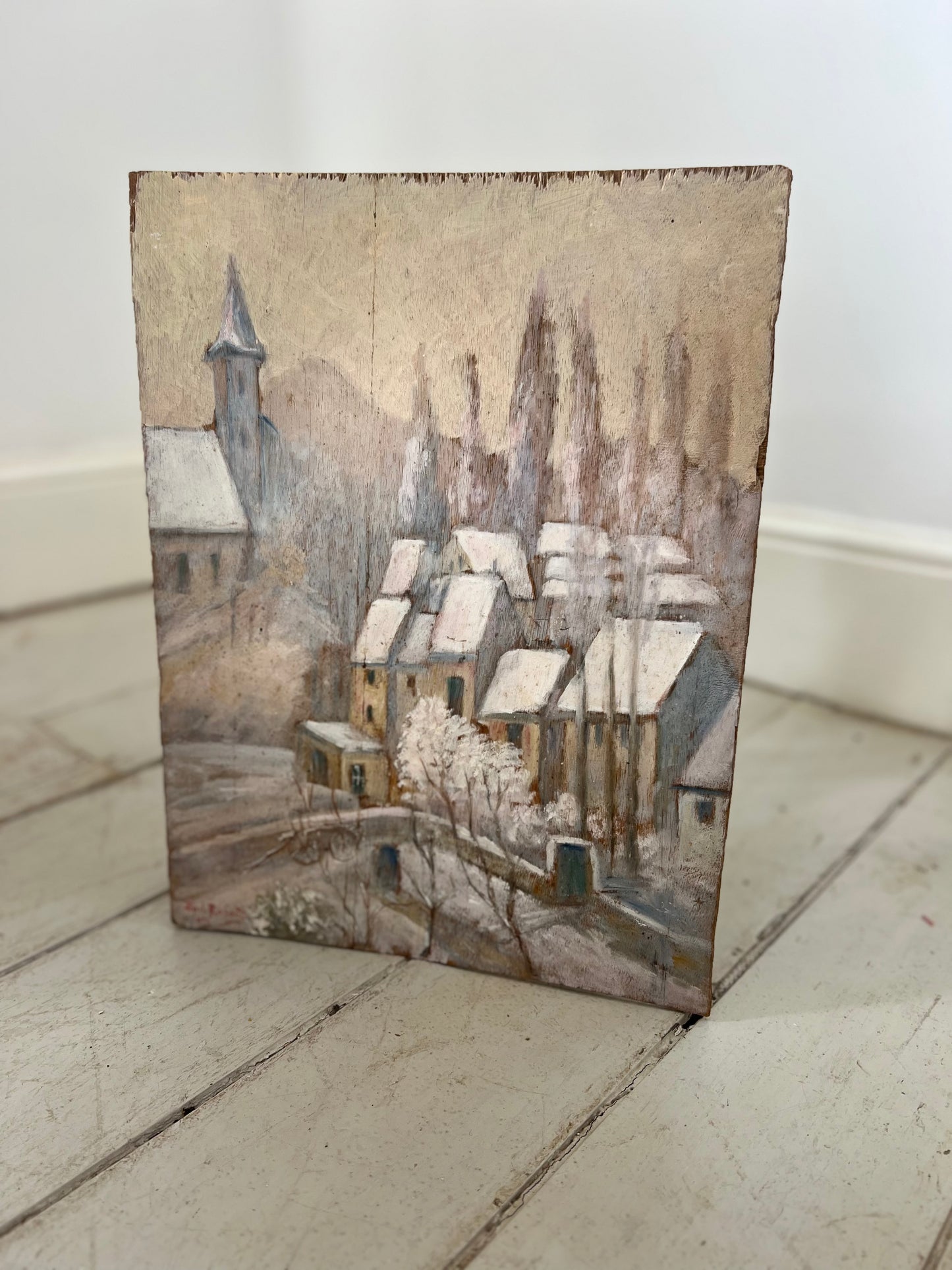 RESERVED / French scene Oil on wood panel 1934