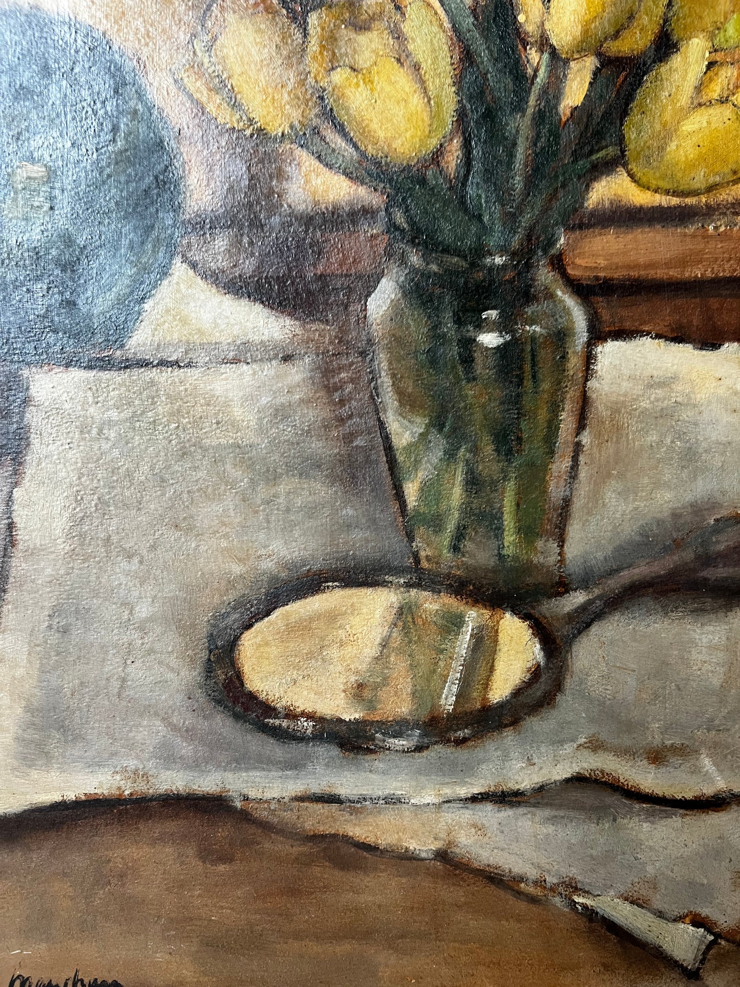 Beautiful Large Still Life Tulips Oil Painting by Clarice Mangham 1935