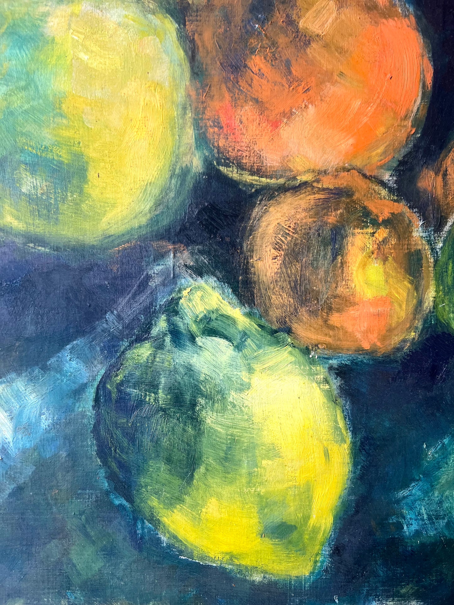 Large French Mid Century Oil Painting of Fruit