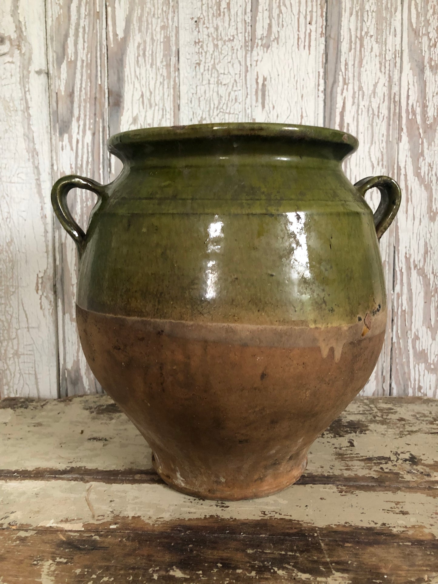 Large green French Confit Pot