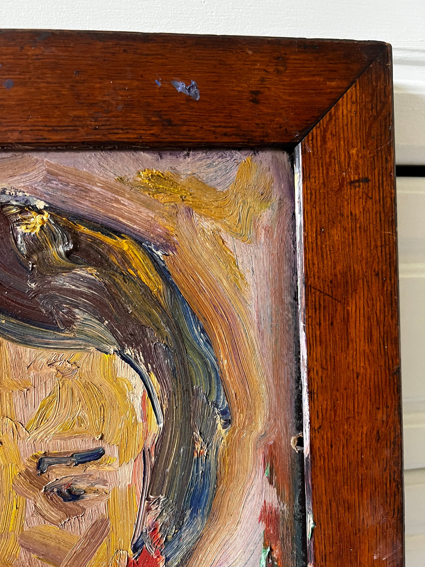 Mid Century Expressionist Female Portrait thick impasto Painting