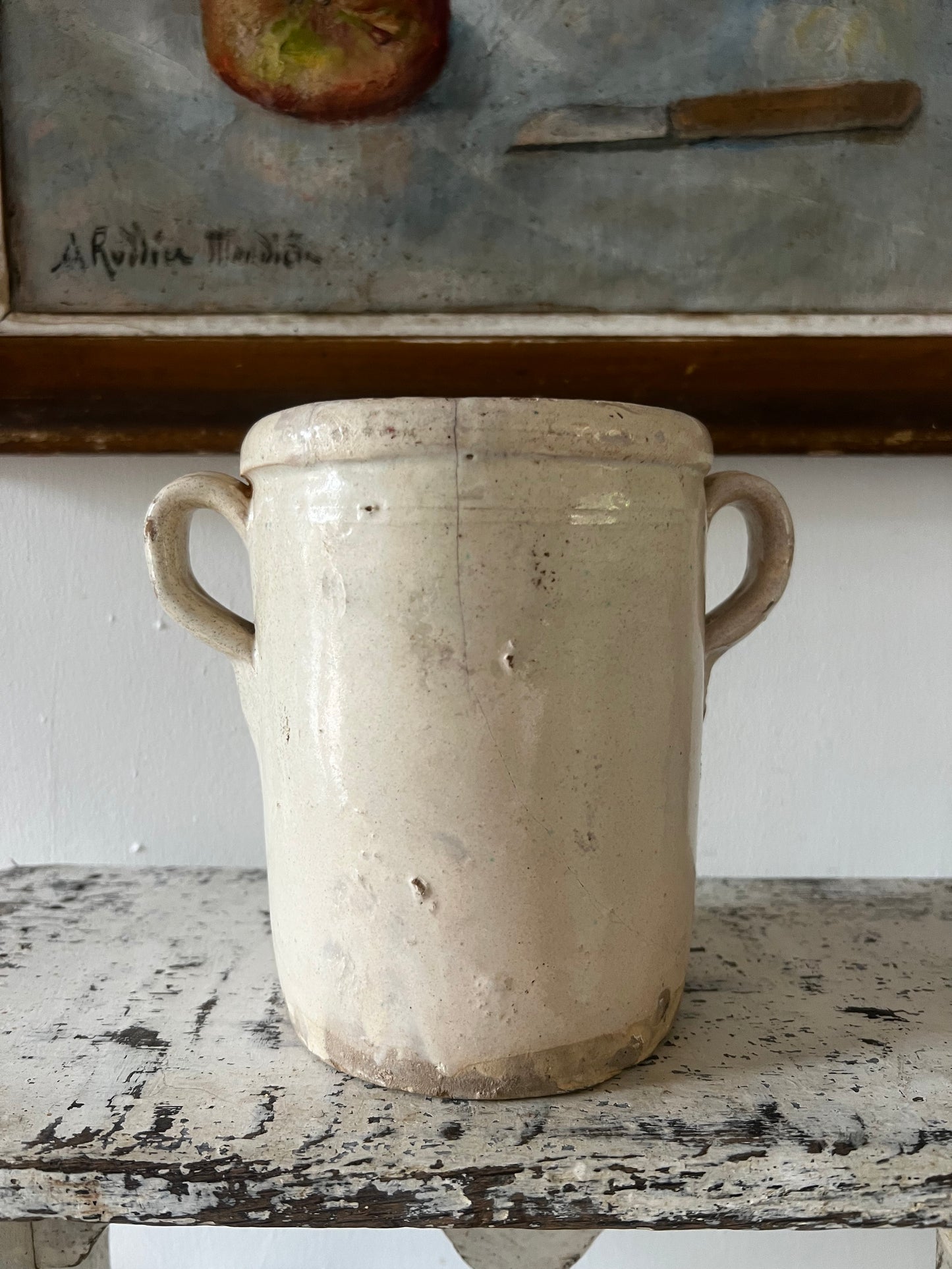 Rare Small Size Italian Antique Confit or Sardine Pot