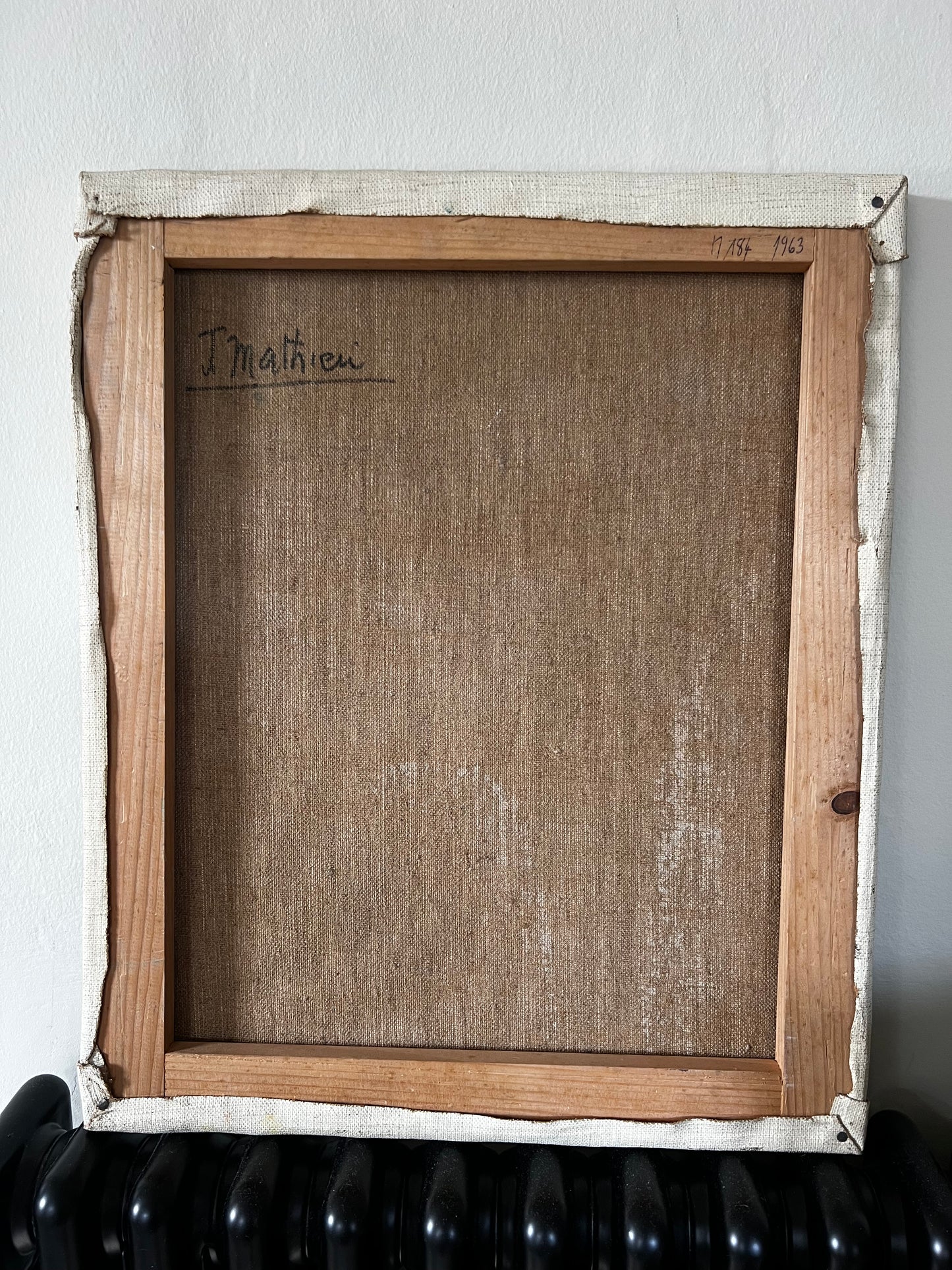 French Mid Century Still Life Oil Painting on Canvas by J Mathieu dated 1963