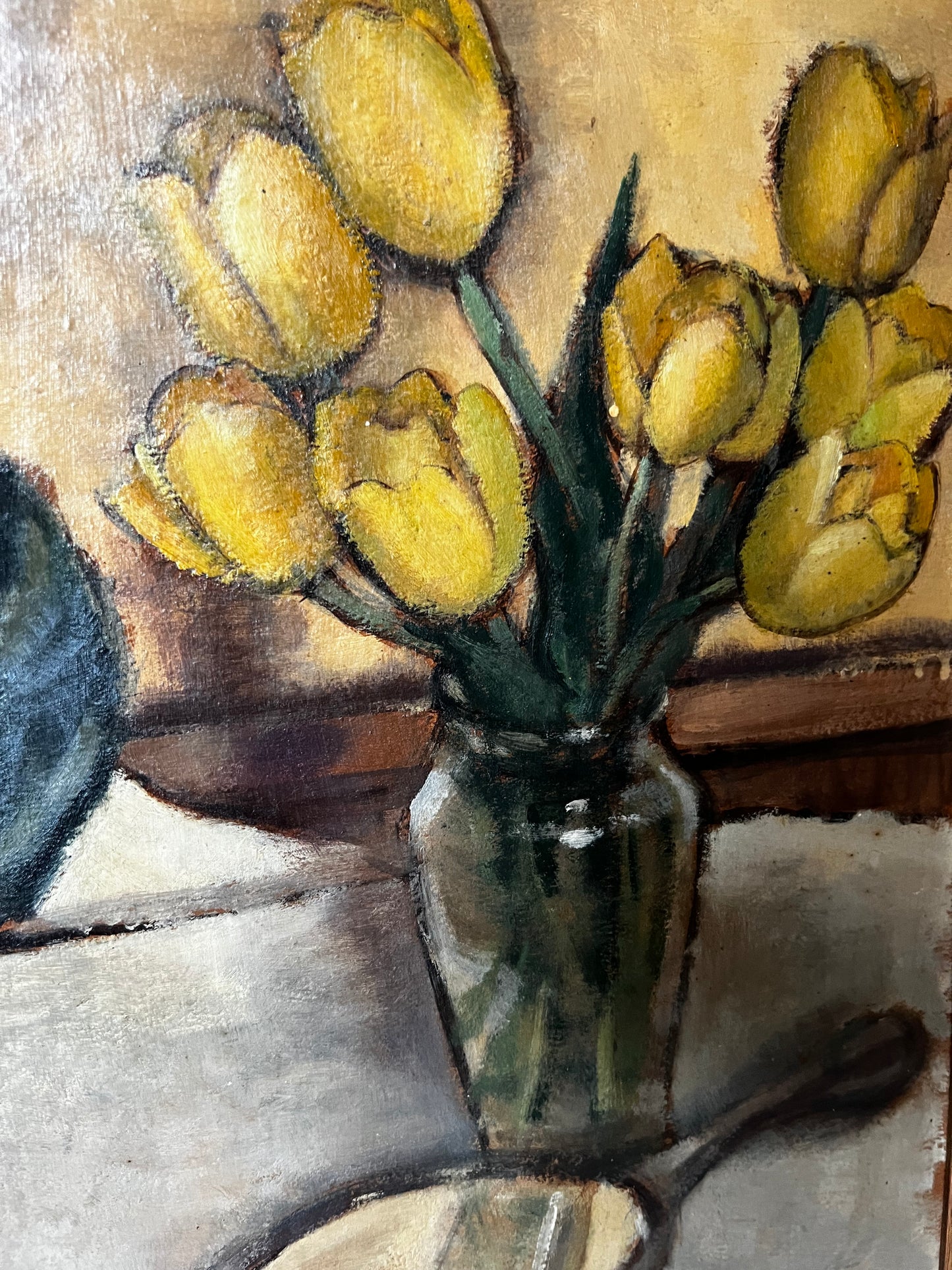 Beautiful Large Still Life Tulips Oil Painting by Clarice Mangham 1935