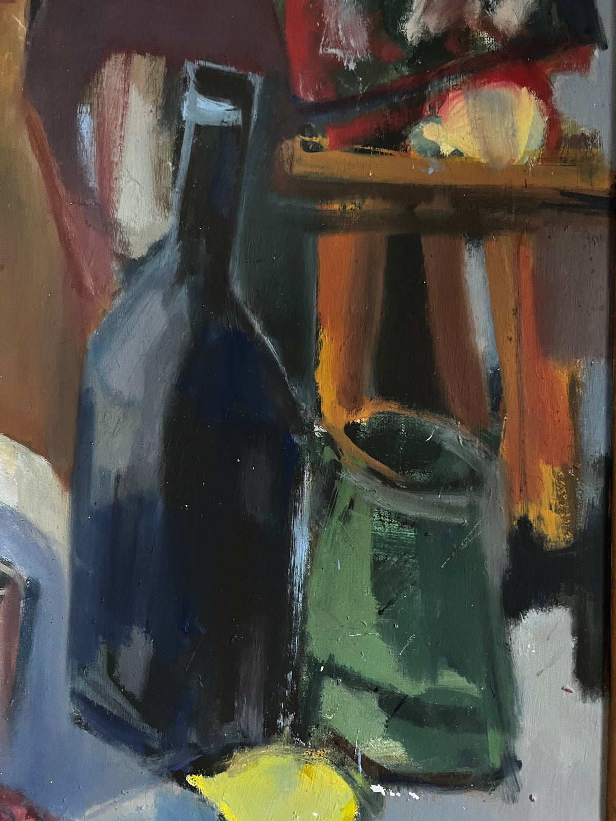 Vintage Abstract French Oil on Canvas still life Painting