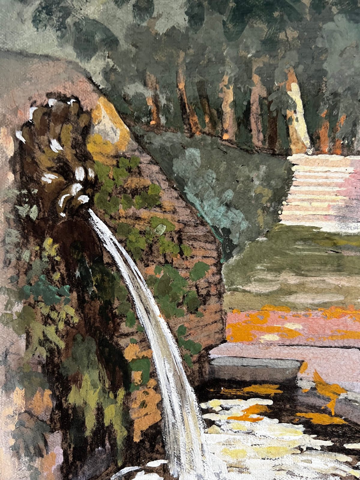 Vintage French Fountain Painting