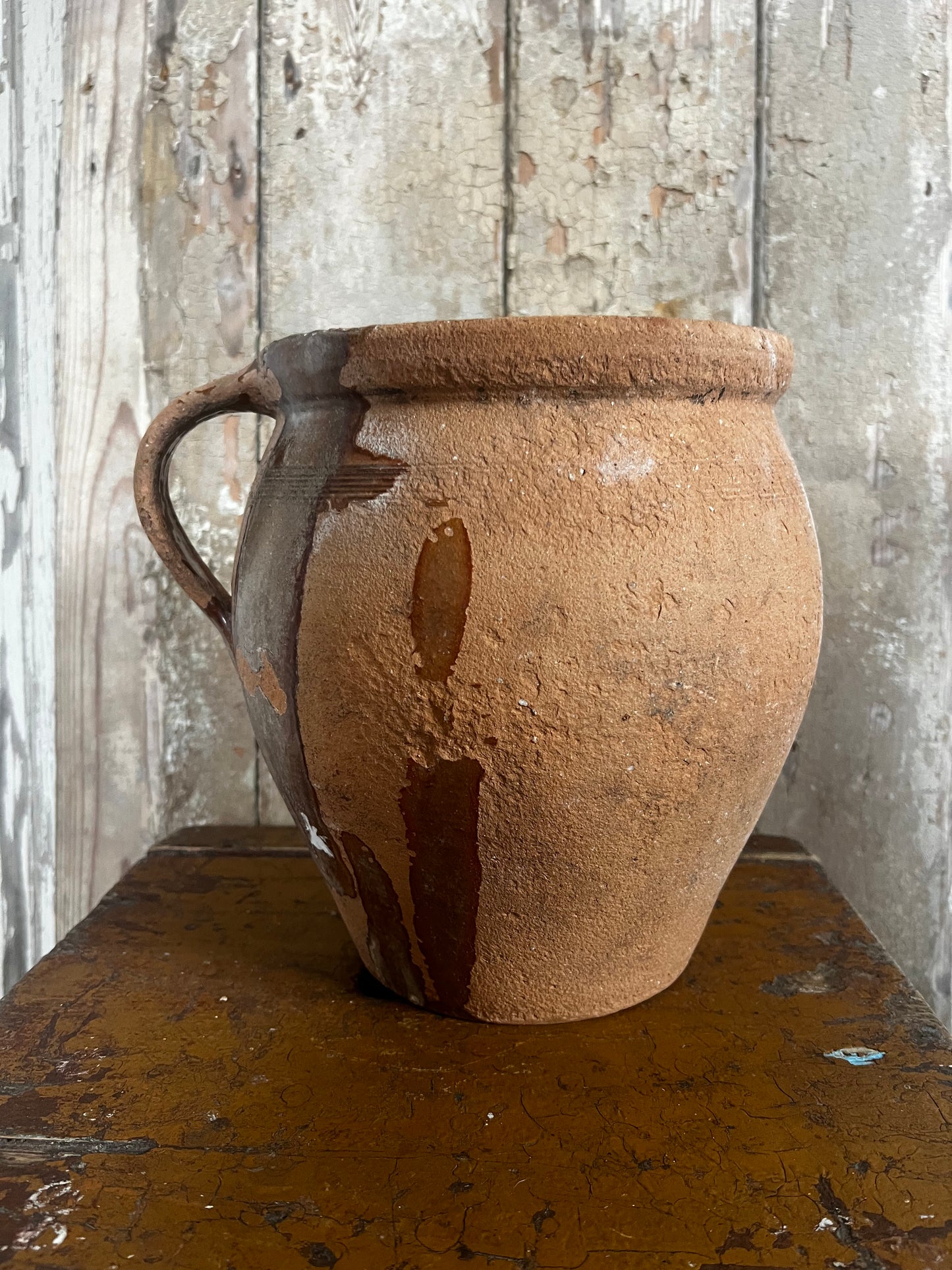French 19th Century Terracotta Confit Pot with glazed interior