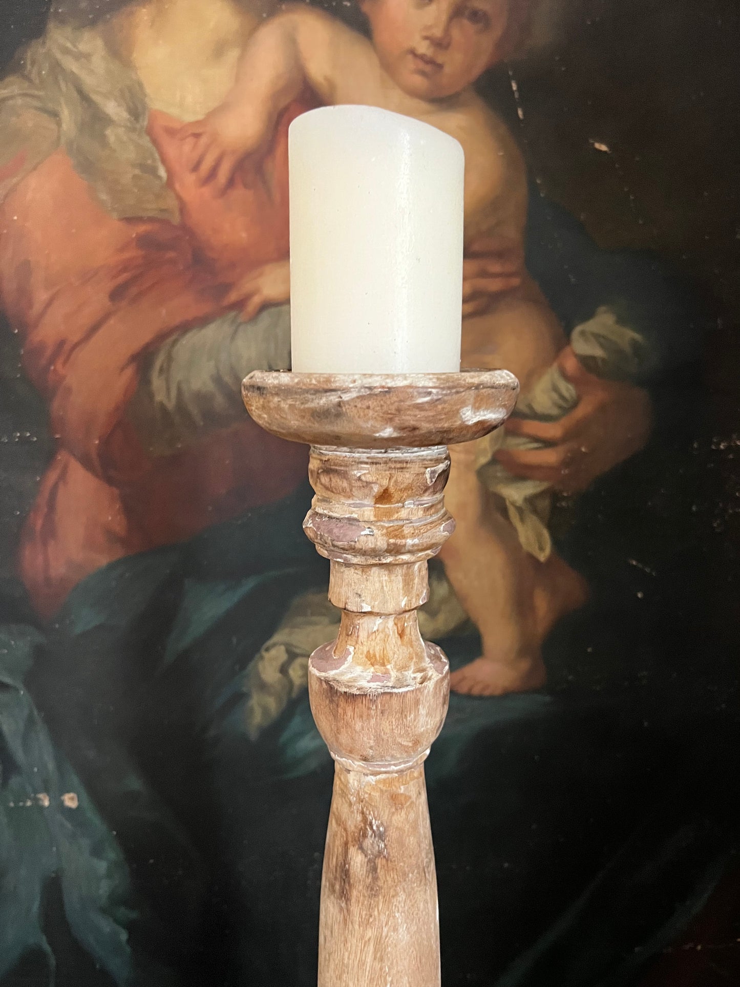 A Very Large Wooden Candlestick