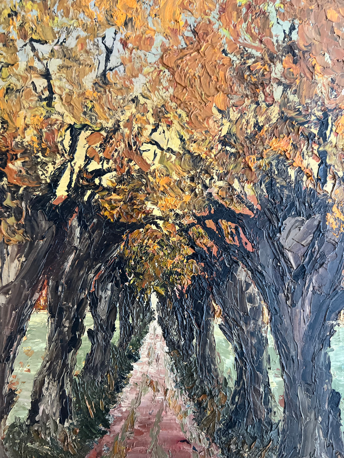 ‘Autumn Trees’ Belgian Oil on Canvas Impasto Painting