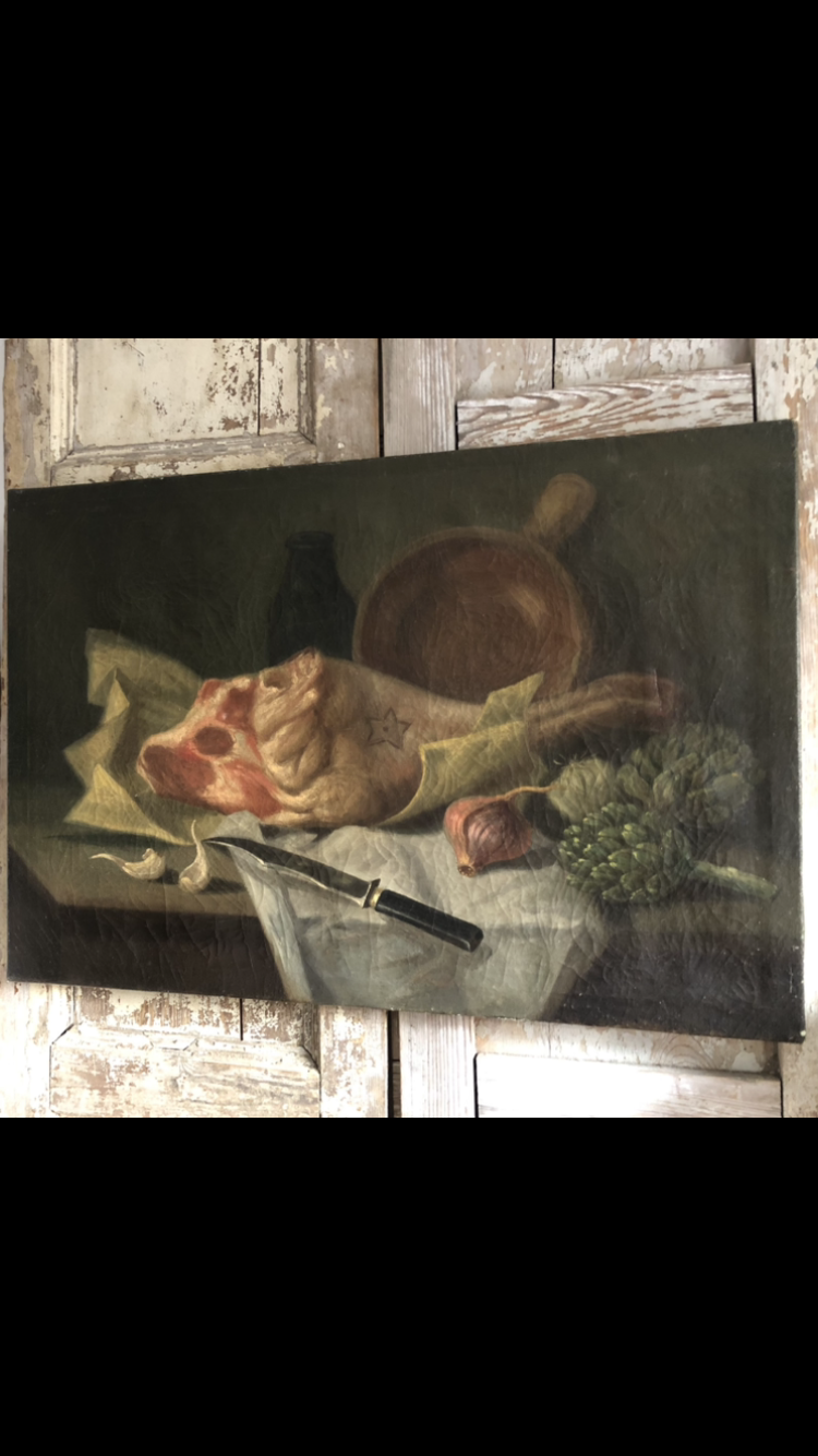 French 19th Century Still Life Oil Painting on Canvas