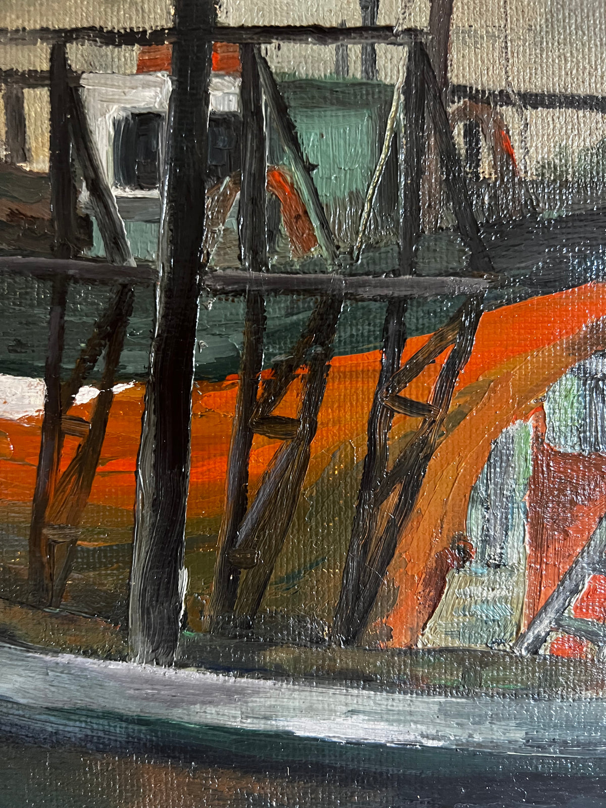 French Boats Oil Painting on Board