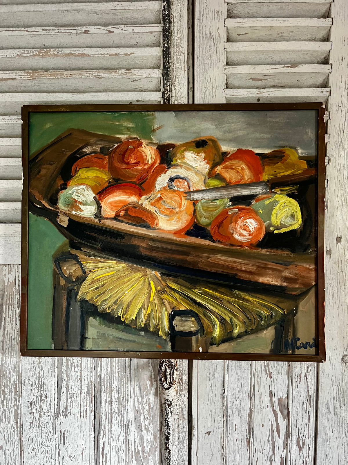 Large Vintage French Still Life Oil Painting on Canvas