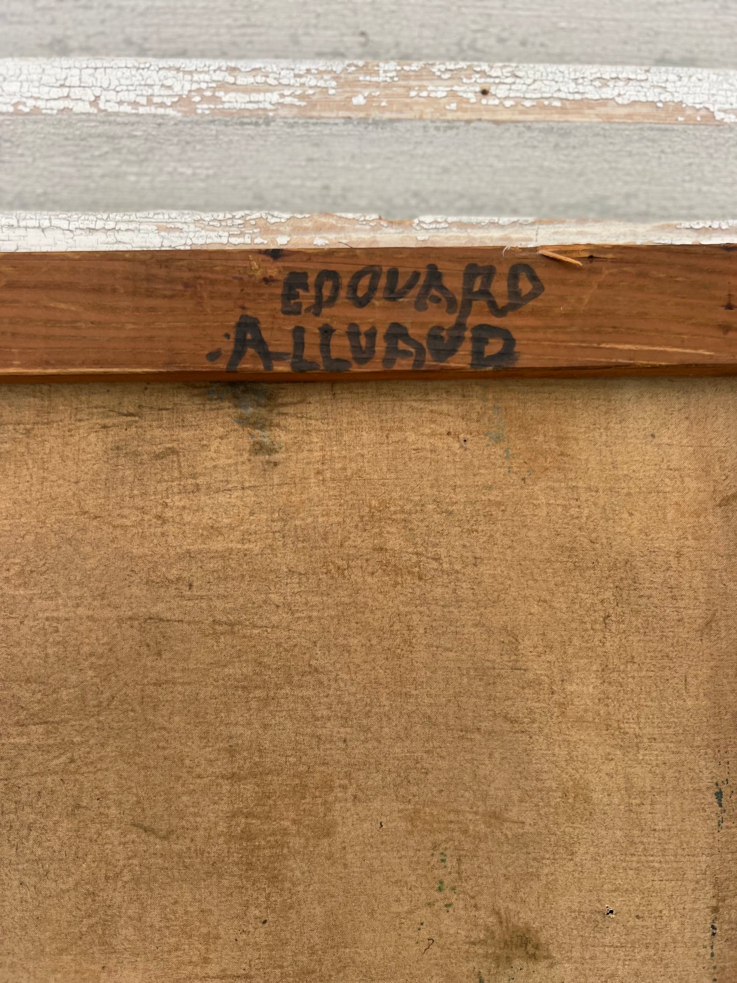 French Oil on Canvas Painting by Edouard Alluaud 1930’s ‘Viaduct Cottages’